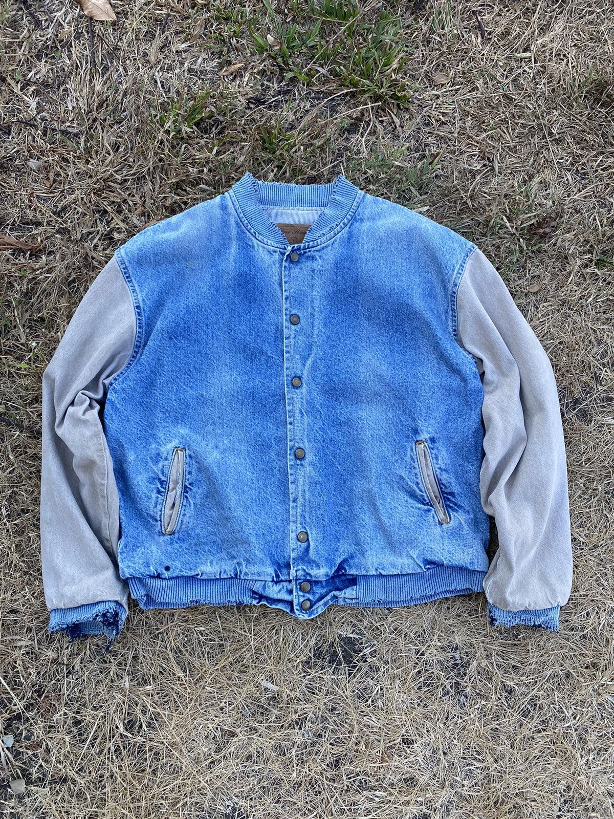 Vintage Three Rivers authentic denim distress varsity jacket Size US L / EU 52-54 / 3 - 1 Thumbnail