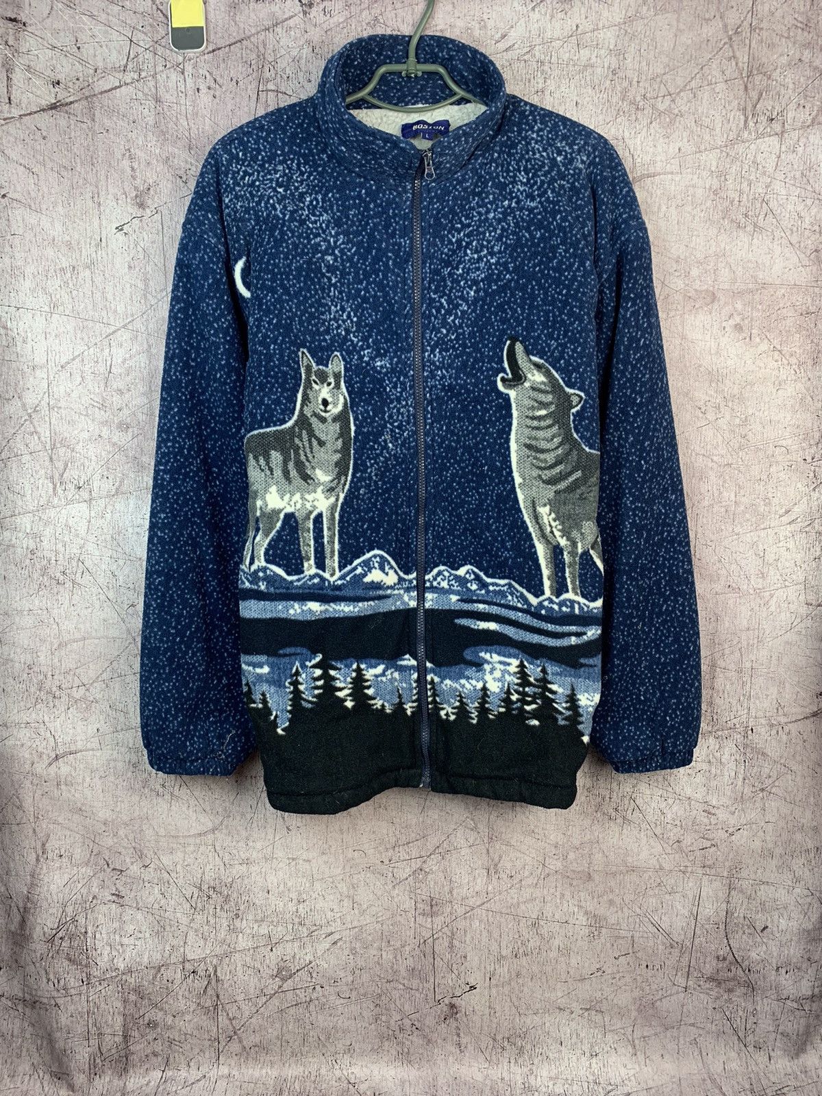 Vintage Vintage Printed Fleece Wolf Fleece Jacket Size US L / EU 52-54 / 3 - 1 Thumbnail
