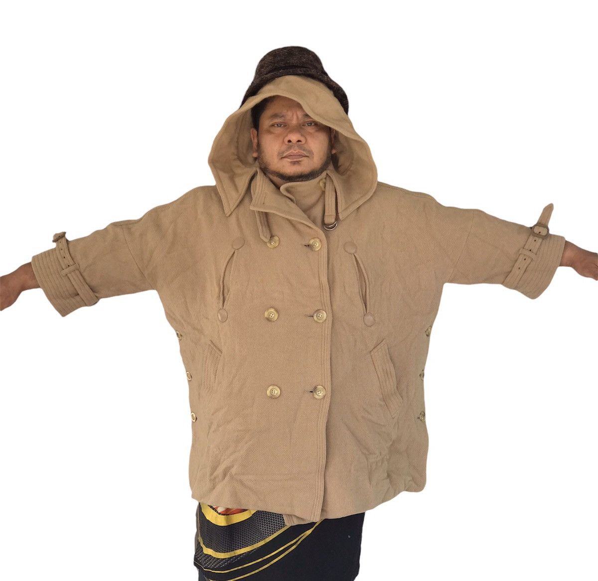 image of Issey Miyake x Tsumori Chisato VTG Wool Hoodie Jacket Design in Brown, Men's (Size 2XL)