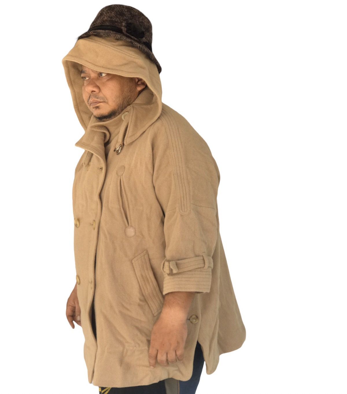 Issey Miyake VTG WOOL HOODIE JACKET RARE DESIGN Size US XXL / EU 58 / 5 - 3 Thumbnail