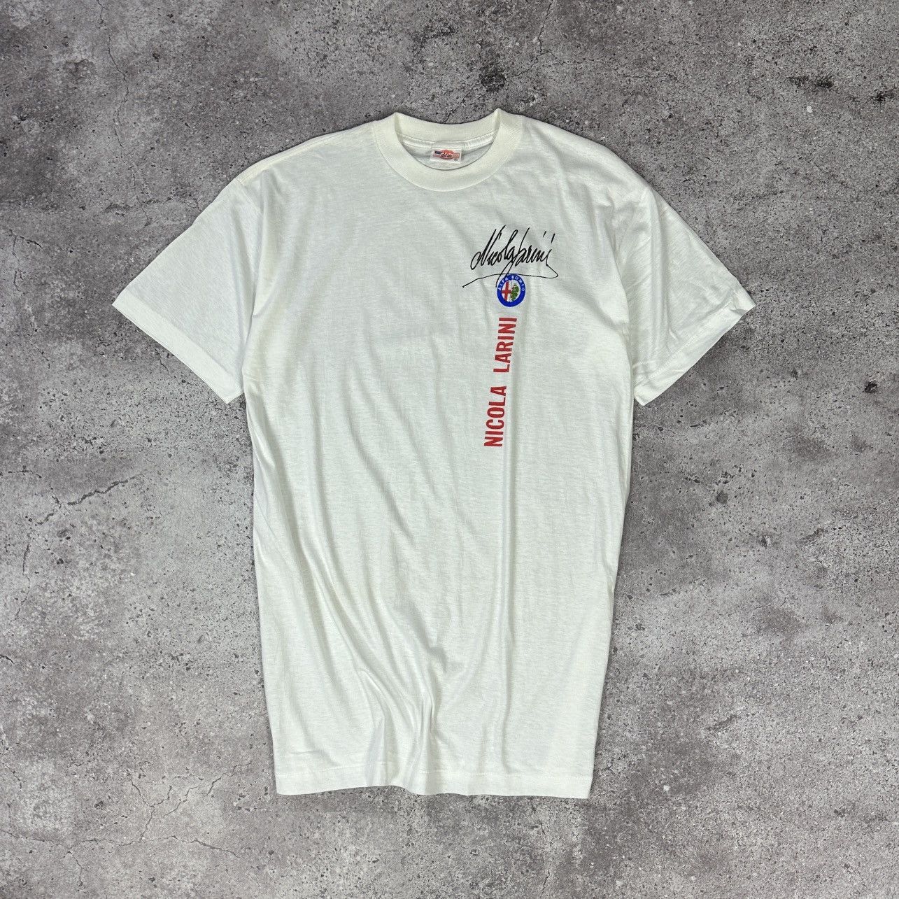 Vintage 90s racing Nicola Larini Alpha Romeo Formula 1 tee
