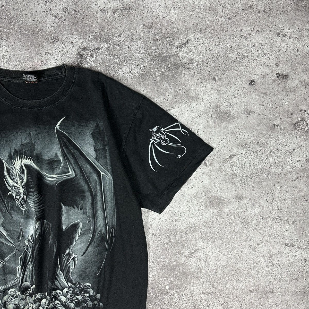 Vintage Vintage 90s AOP Dragon Glow in the Dark Bootleg tee Skulls Size US XL / EU 56 / 4 - 9 Thumbnail
