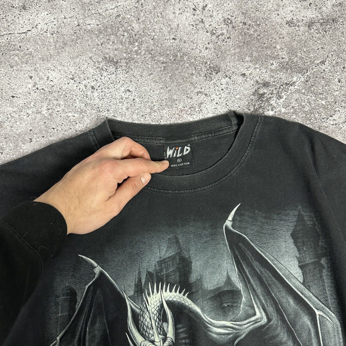 Vintage Vintage 90s AOP Dragon Glow in the Dark Bootleg tee Skulls Size US XL / EU 56 / 4 - 11 Thumbnail