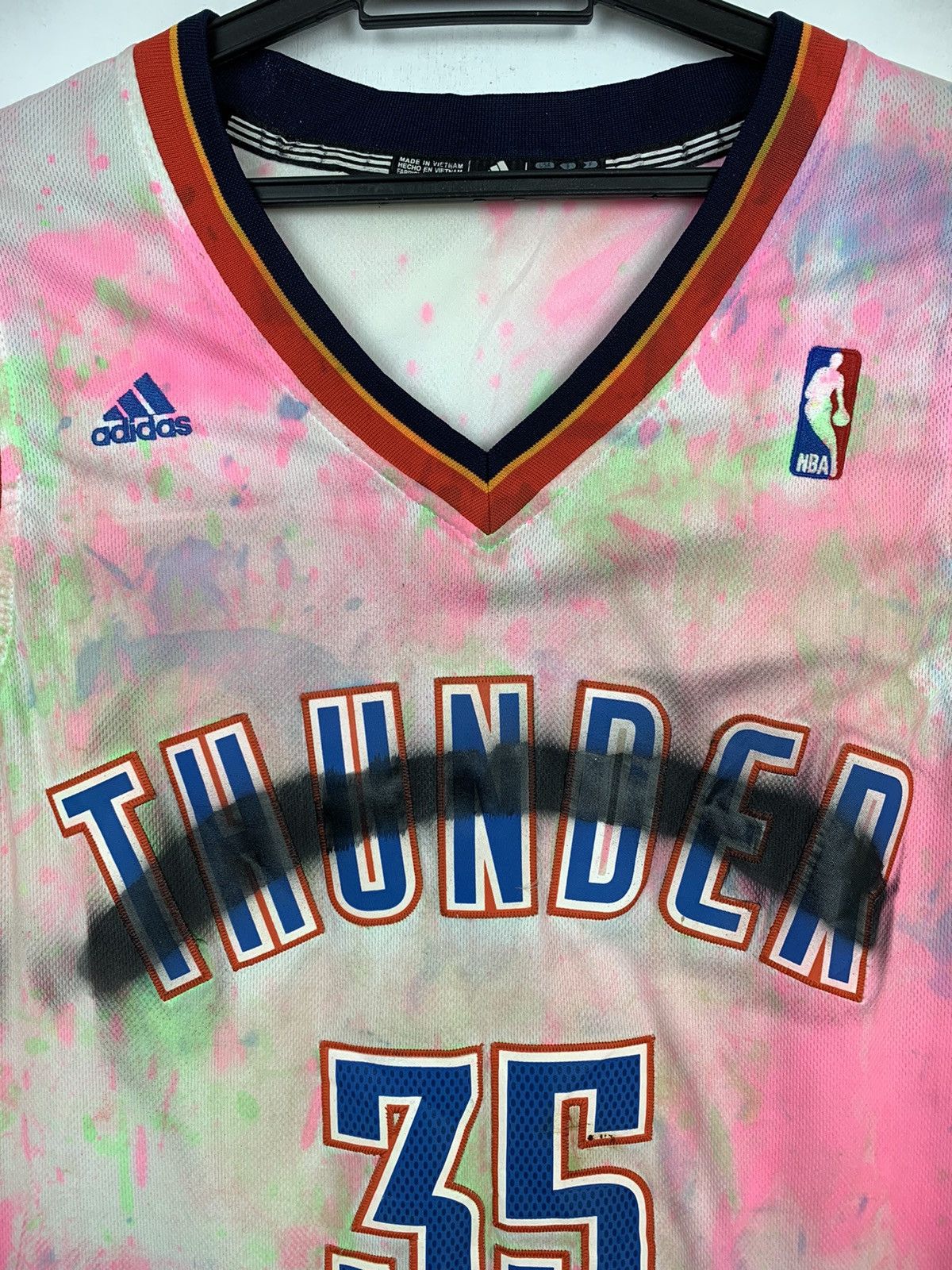 Adidas × NBA Kevin Durant Thunder Jersey Custom Paint Dayglow 2012 Size US XL / EU 56 / 4 - 5 Thumbnail