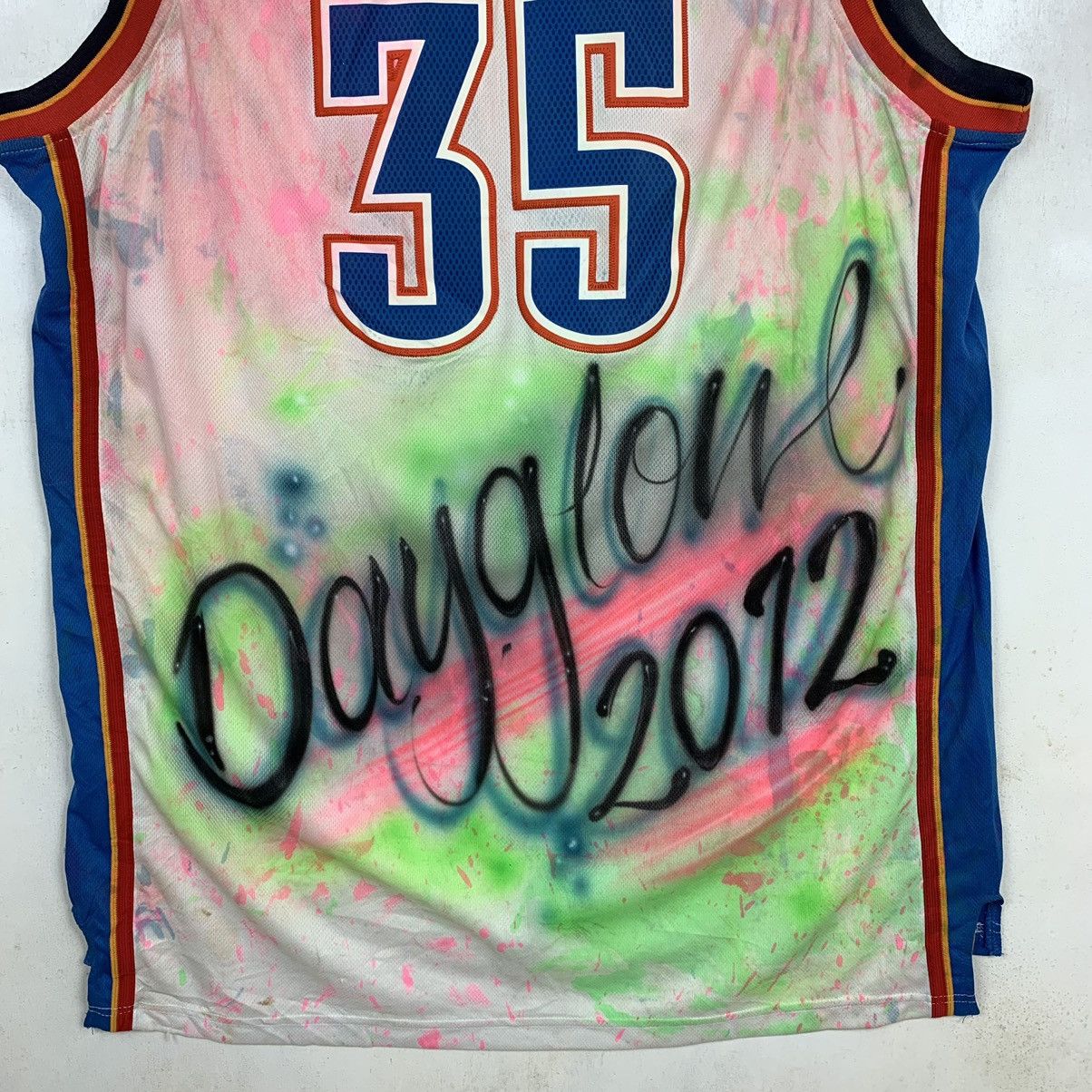 Adidas × NBA Kevin Durant Thunder Jersey Custom Paint Dayglow 2012 Size US XL / EU 56 / 4 - 10 Thumbnail