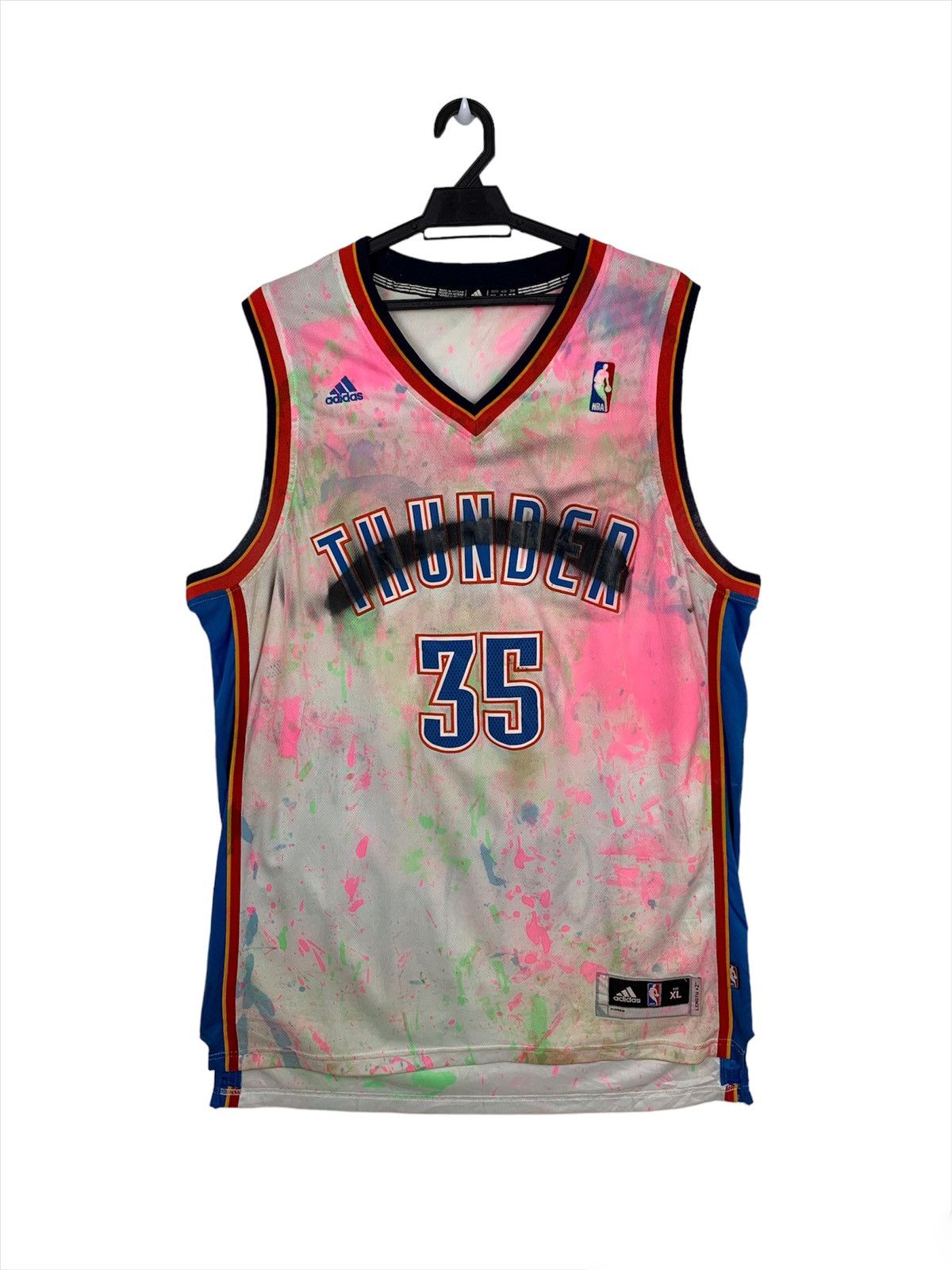 Adidas × NBA Kevin Durant Thunder Jersey Custom Paint Dayglow 2012 Size US XL / EU 56 / 4 - 2 Thumbnail
