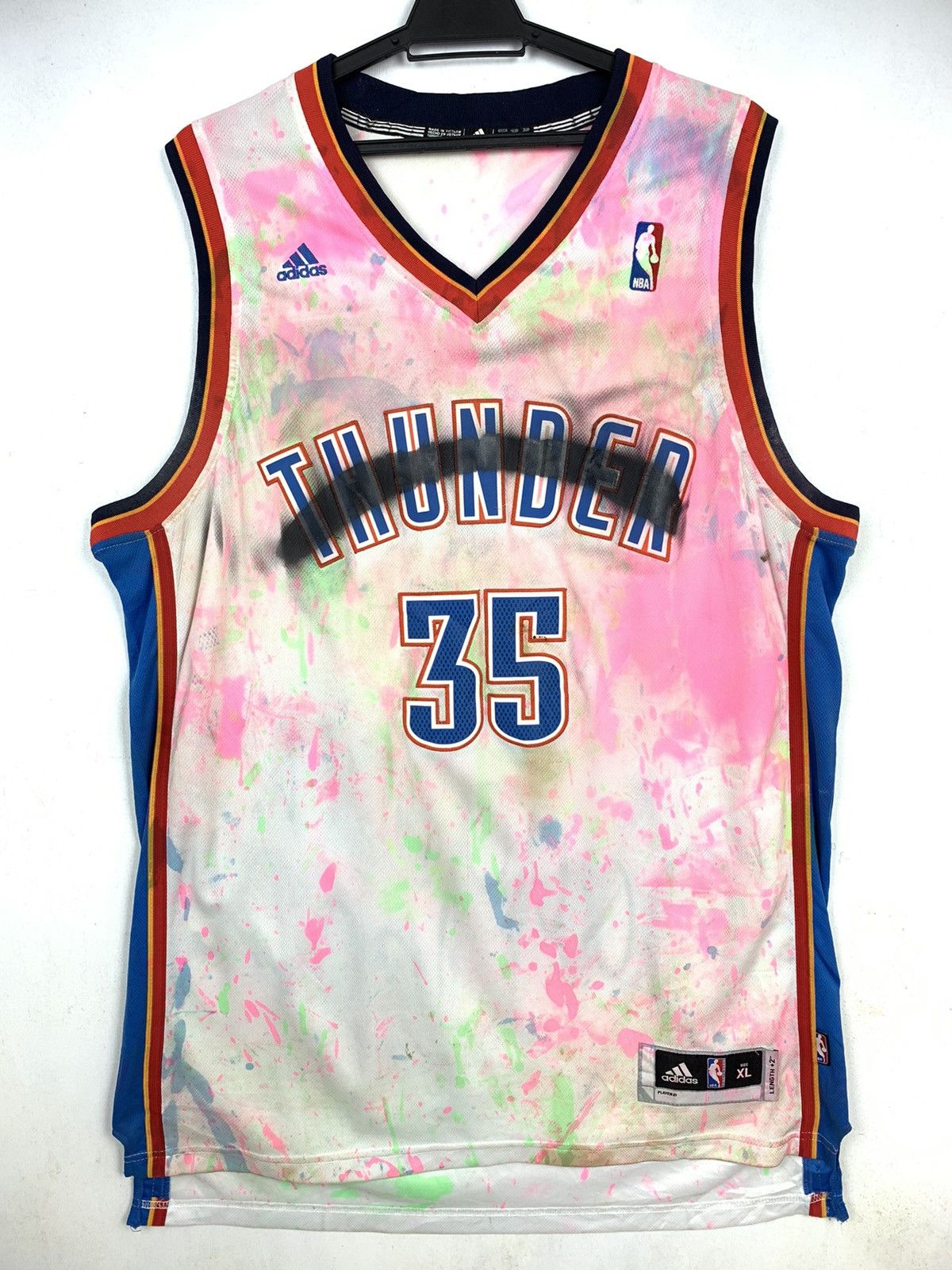 Adidas × NBA Kevin Durant Thunder Jersey Custom Paint Dayglow 2012 Size US XL / EU 56 / 4 - 3 Thumbnail