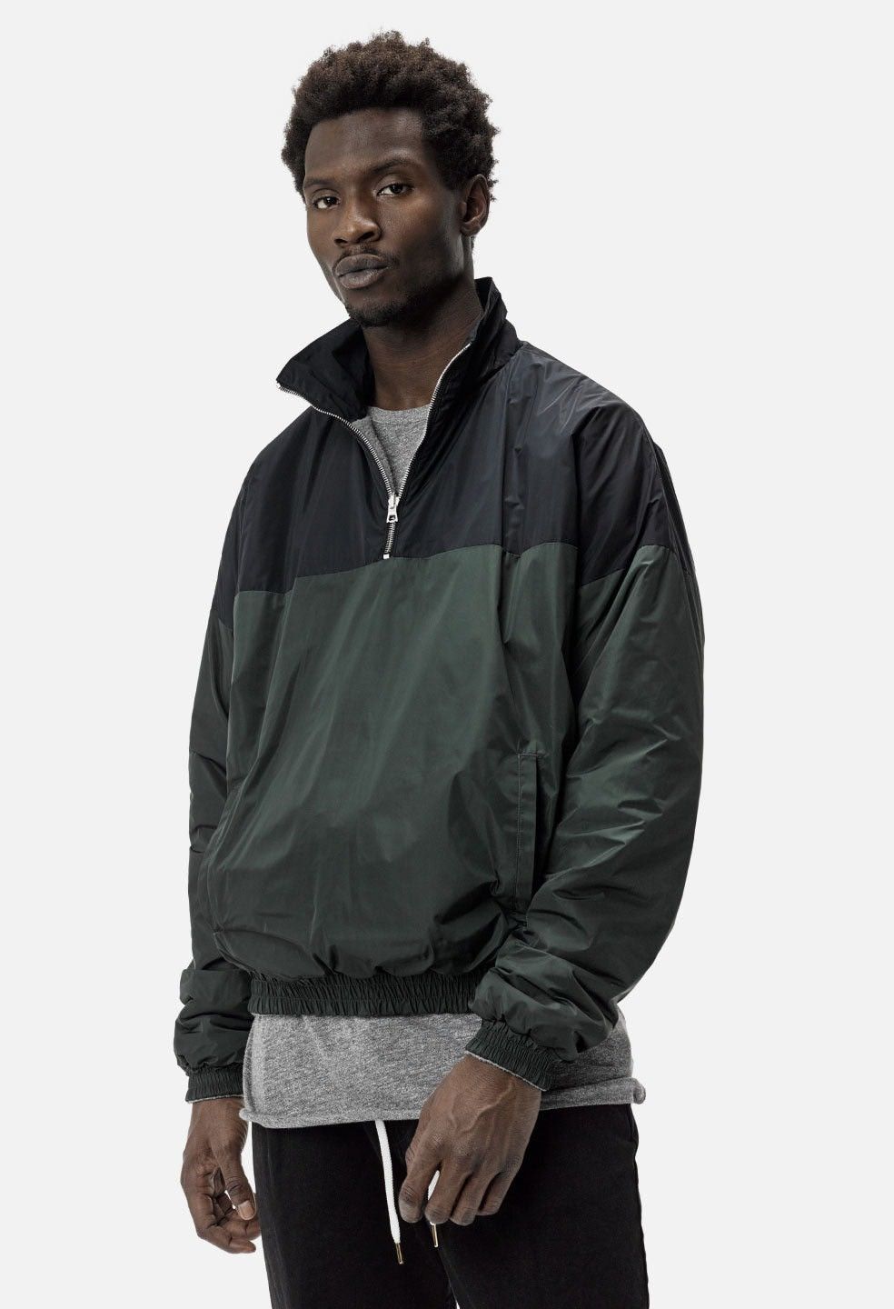 image of John Elliott Polartec Reversible Halfzip in Grey/Olive/Navy, Men's (Size XL)