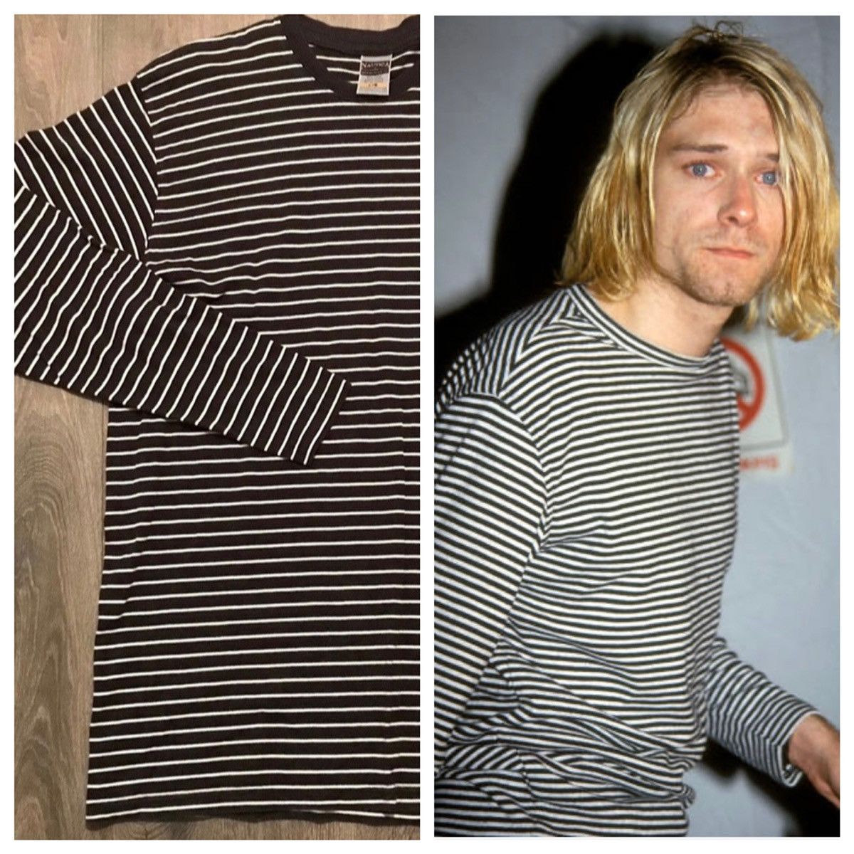 Nautica × Vintage Vintage Kurt Cobain Style Nautica Marine Denim Striped Shirt Size US L / EU 52-54 / 3 - 1 Thumbnail