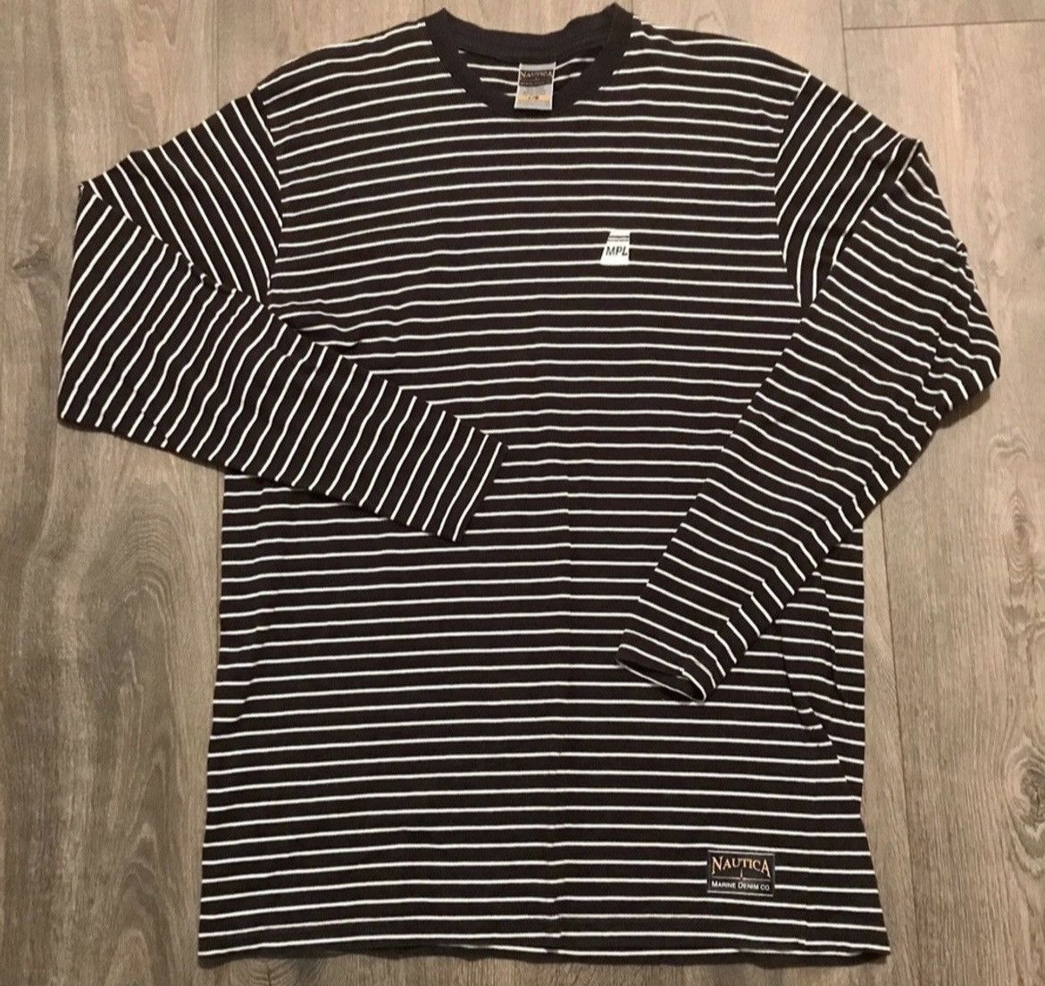 Nautica × Vintage Vintage Kurt Cobain Style Nautica Marine Denim Striped Shirt Size US L / EU 52-54 / 3 - 2 Thumbnail