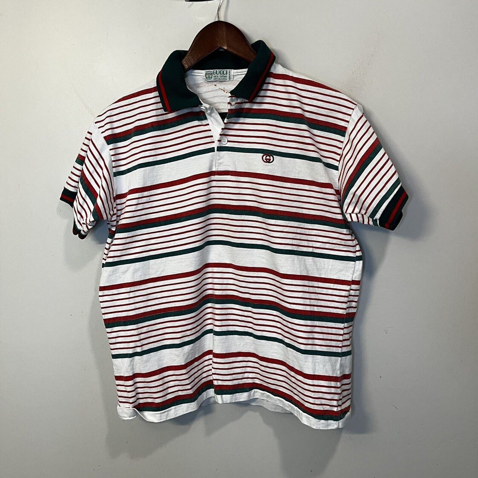 Gucci AUTH 70s 80s GUCCI GG LOGO 90'S VINTAGE STRIPED S'S POLO | Grailed