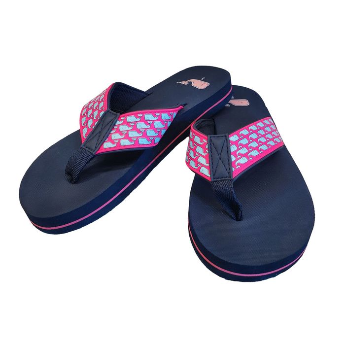 Vineyard Vines Womens Vineyard Vines Whale Flip Flops in Pink and Blue