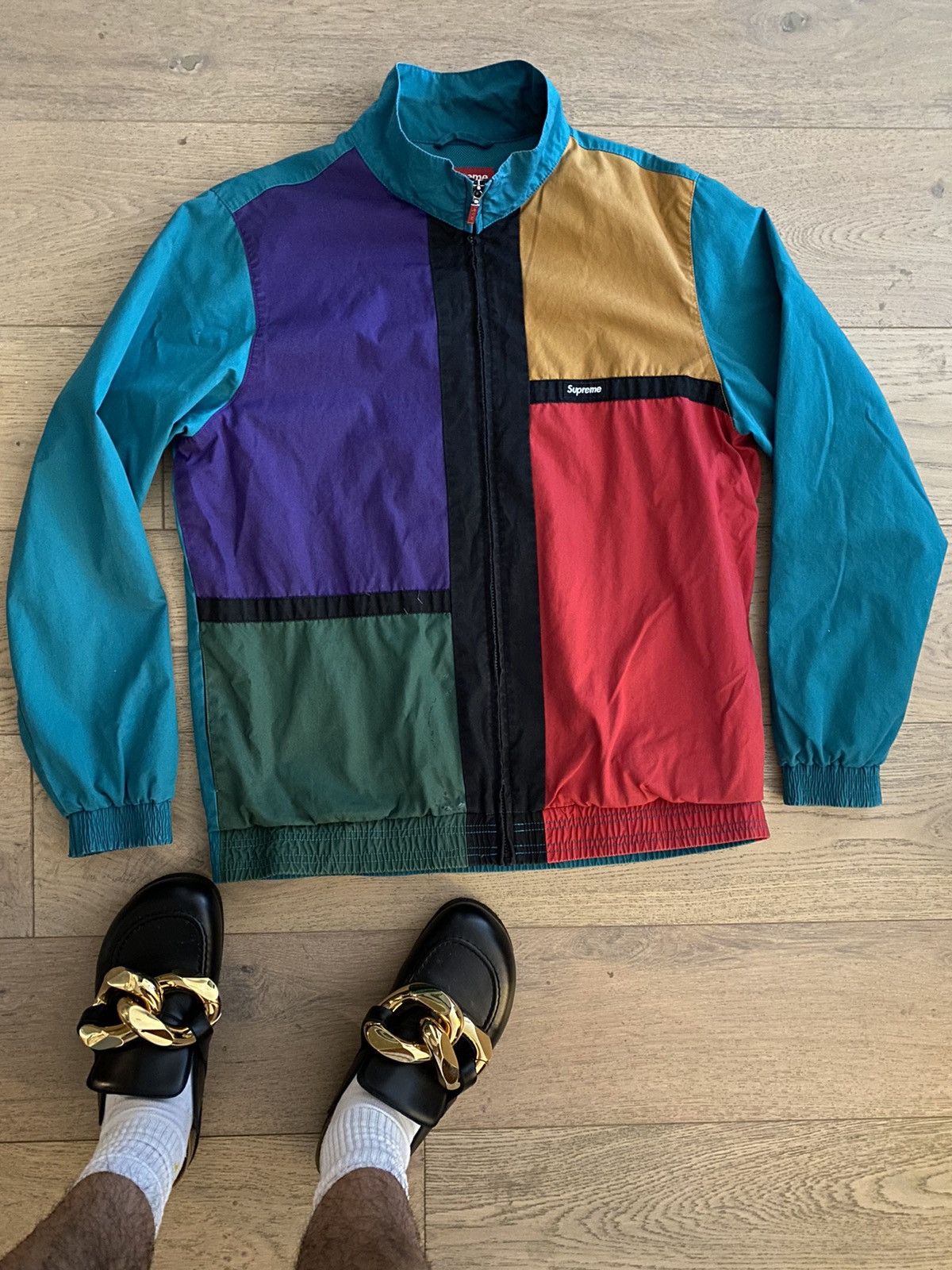 Supreme Mondrian color-block twill track jacket M