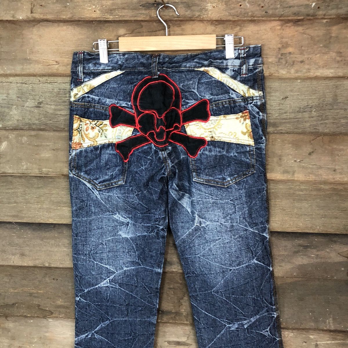 Japanese Brand DL Big skull seditionaries faded Denim Black Jeans #2663 Size 31" - 2 Thumbnail