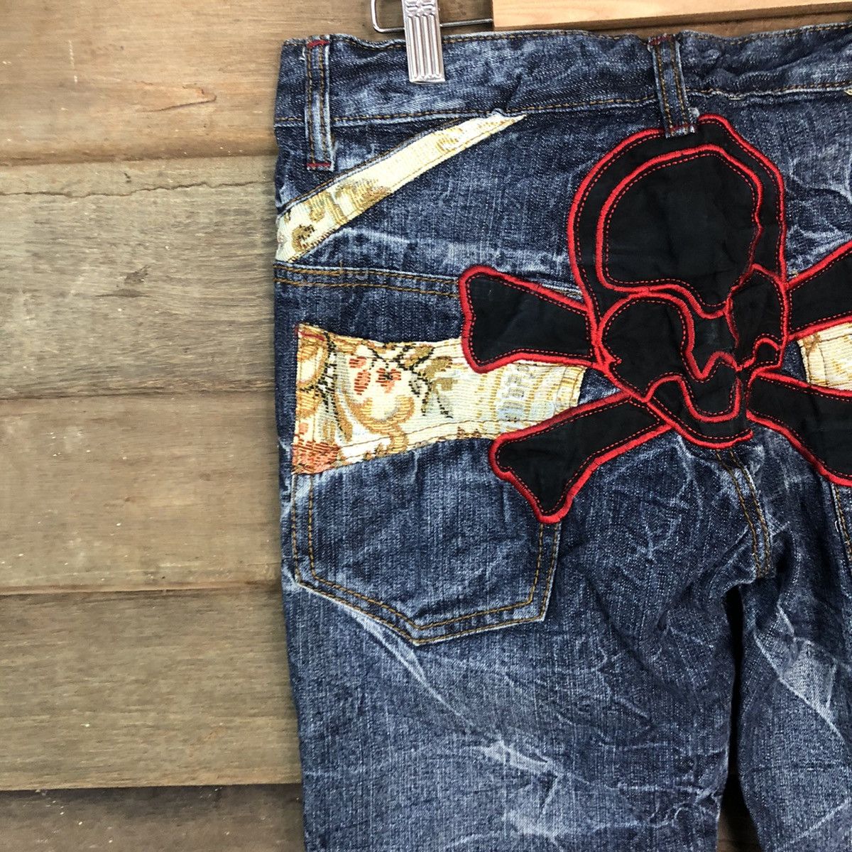 Japanese Brand DL Big skull seditionaries faded Denim Black Jeans #2663 Size 31" - 4 Thumbnail
