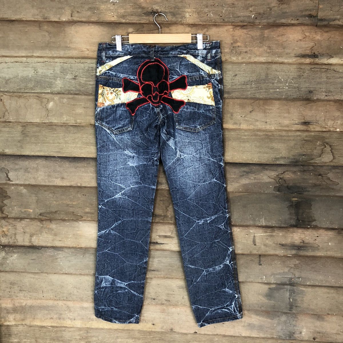 Japanese Brand DL Big skull seditionaries faded Denim Black Jeans #2663 Size 31" - 1 Thumbnail