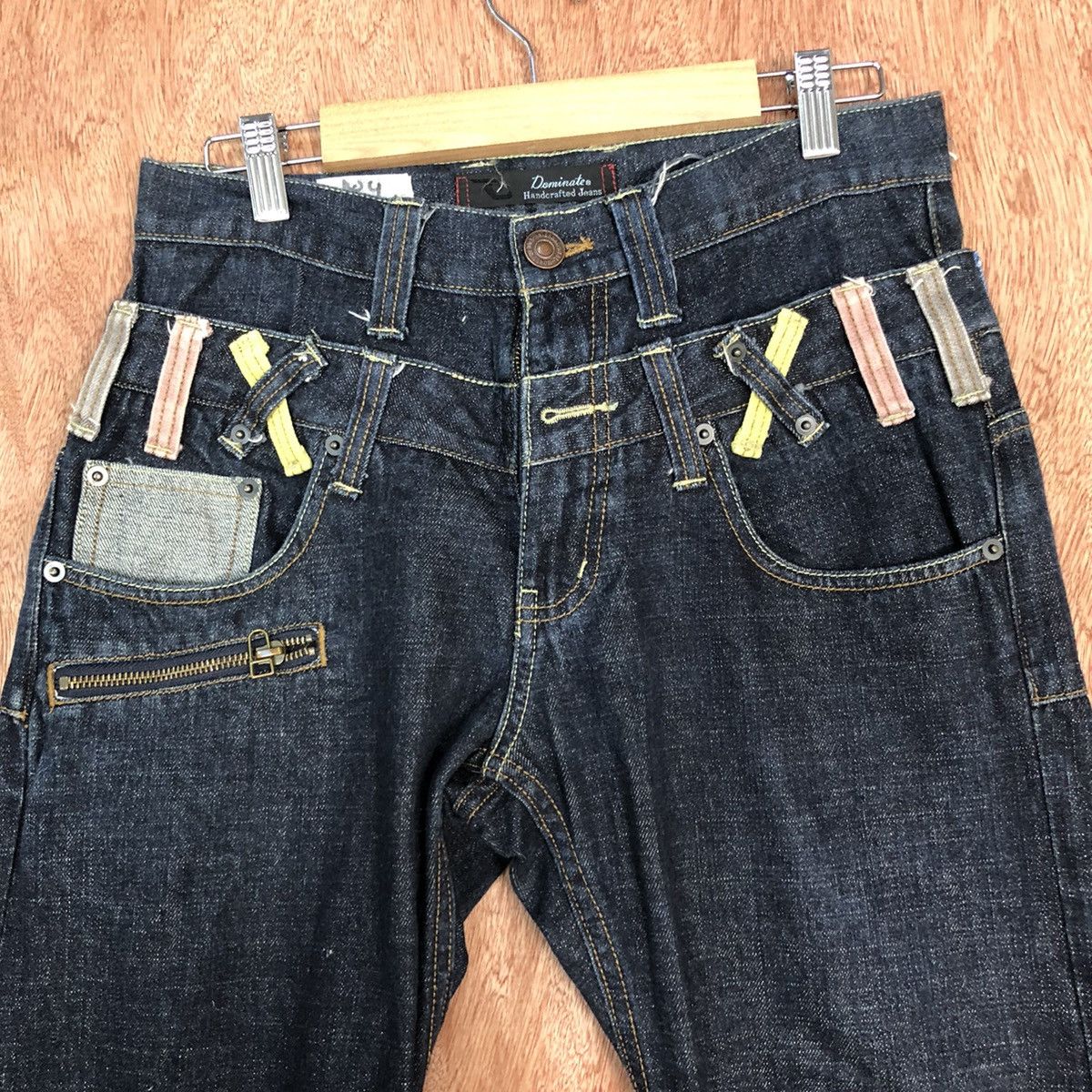 Japanese Brand Double Waist Dominate Handcrafted Dark Blue Jeans #c614DL Size US 29 - 5 Thumbnail