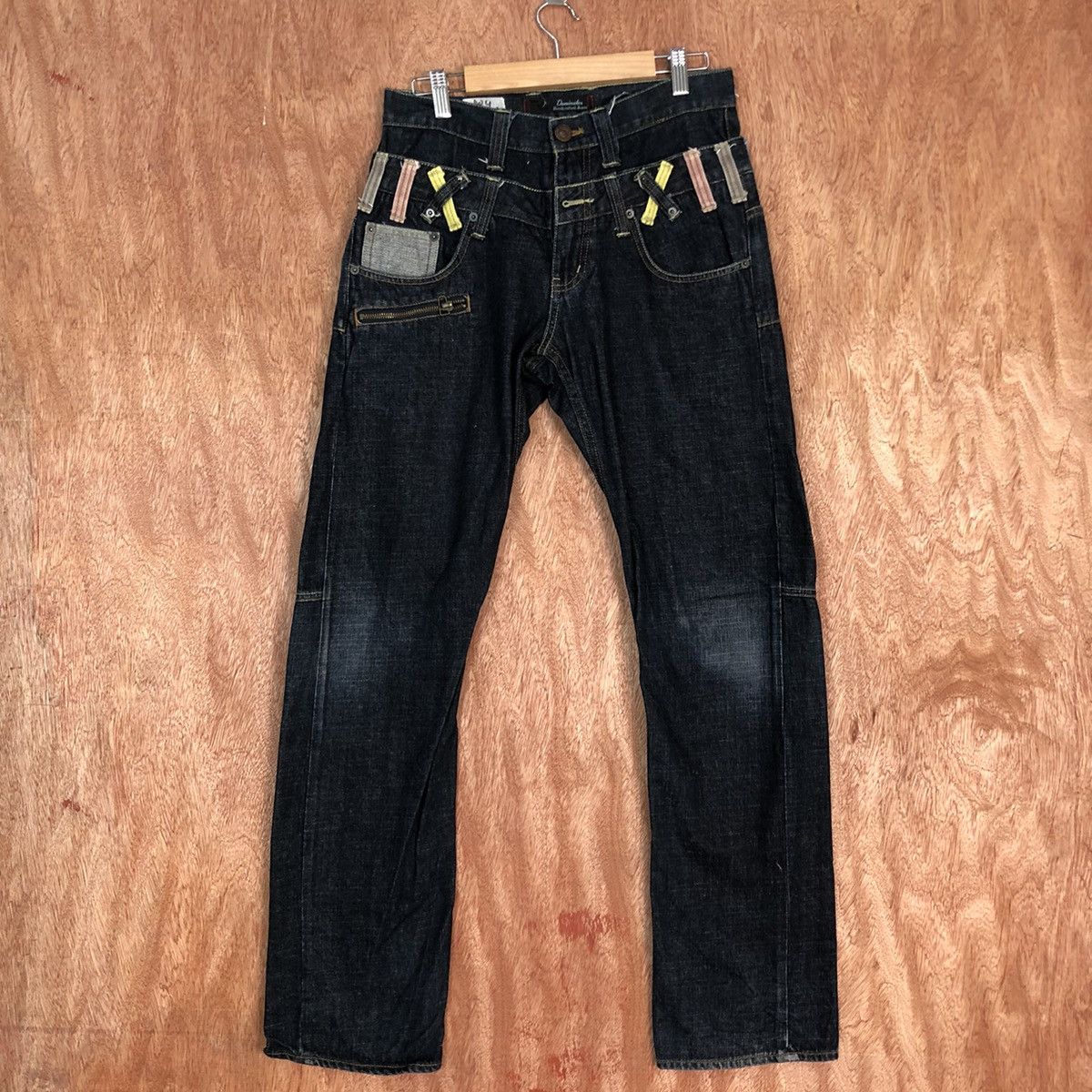 Japanese Brand Double Waist Dominate Handcrafted Dark Blue Jeans #c614DL Size US 29 - 1 Thumbnail