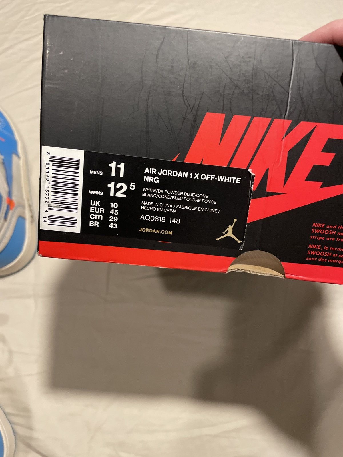 Jordan Brand × Off-White Air Jordan 1 Off-White The 10 UNC Size US 11 / EU 44 - 7 Thumbnail
