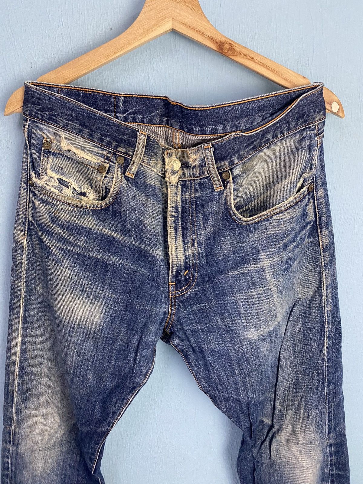 Levi's × Levi's Vintage Clothing × Vintage Levis 505 Distress Denim Jeans Size US 33 - 3 Thumbnail