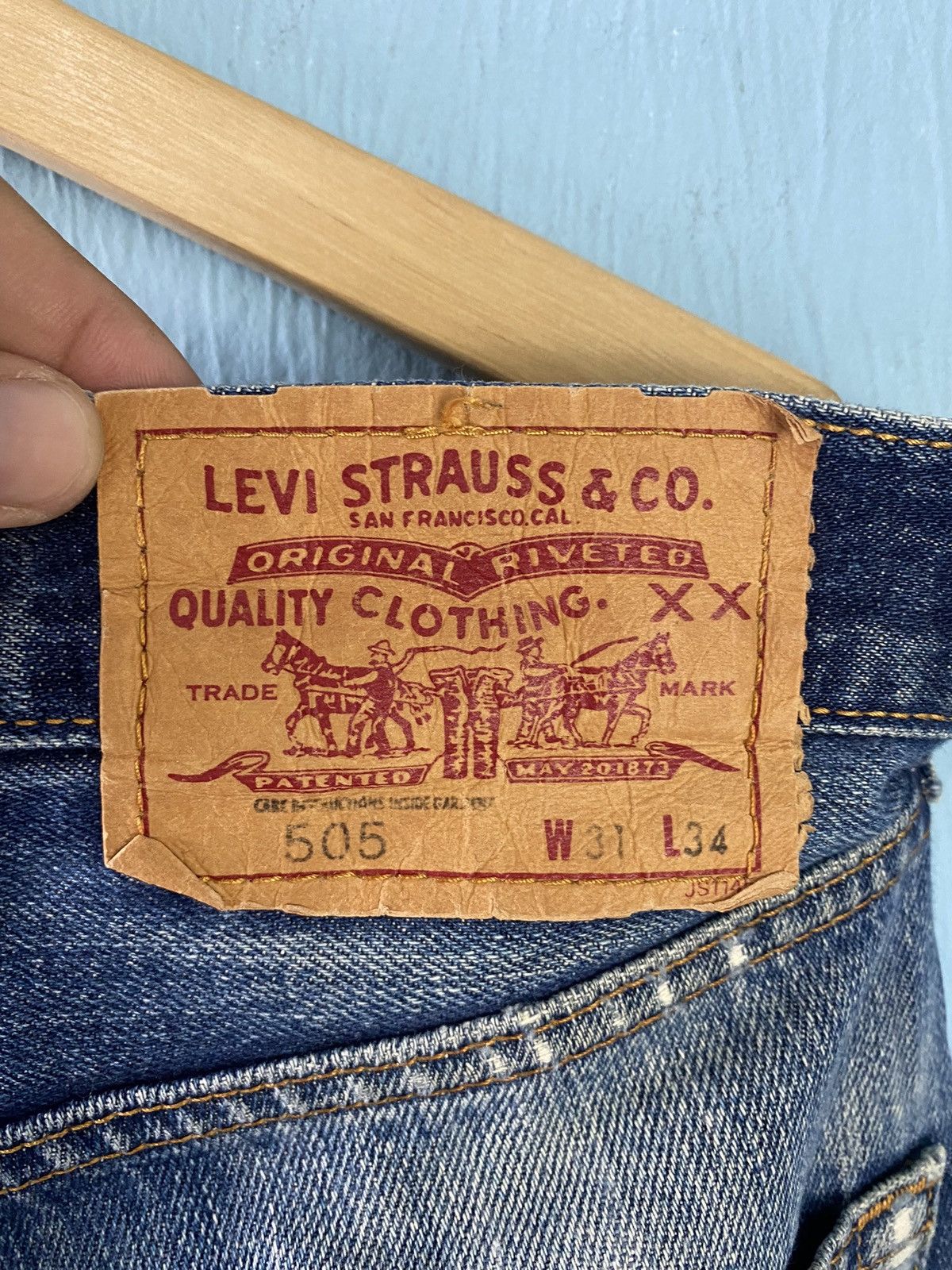 Levi's × Levi's Vintage Clothing × Vintage Levis 505 Distress Denim Jeans Size US 33 - 10 Thumbnail