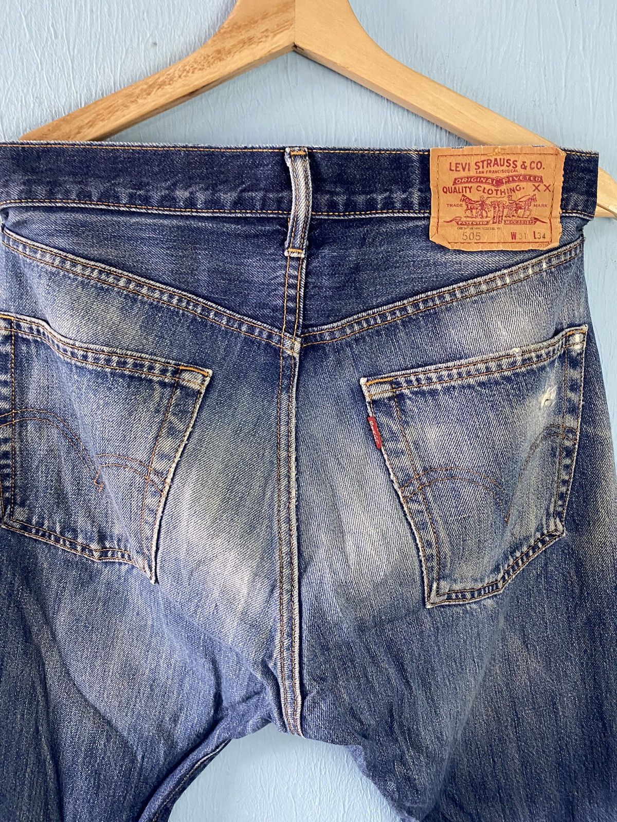 Levi's × Levi's Vintage Clothing × Vintage Levis 505 Distress Denim Jeans Size US 33 - 4 Thumbnail