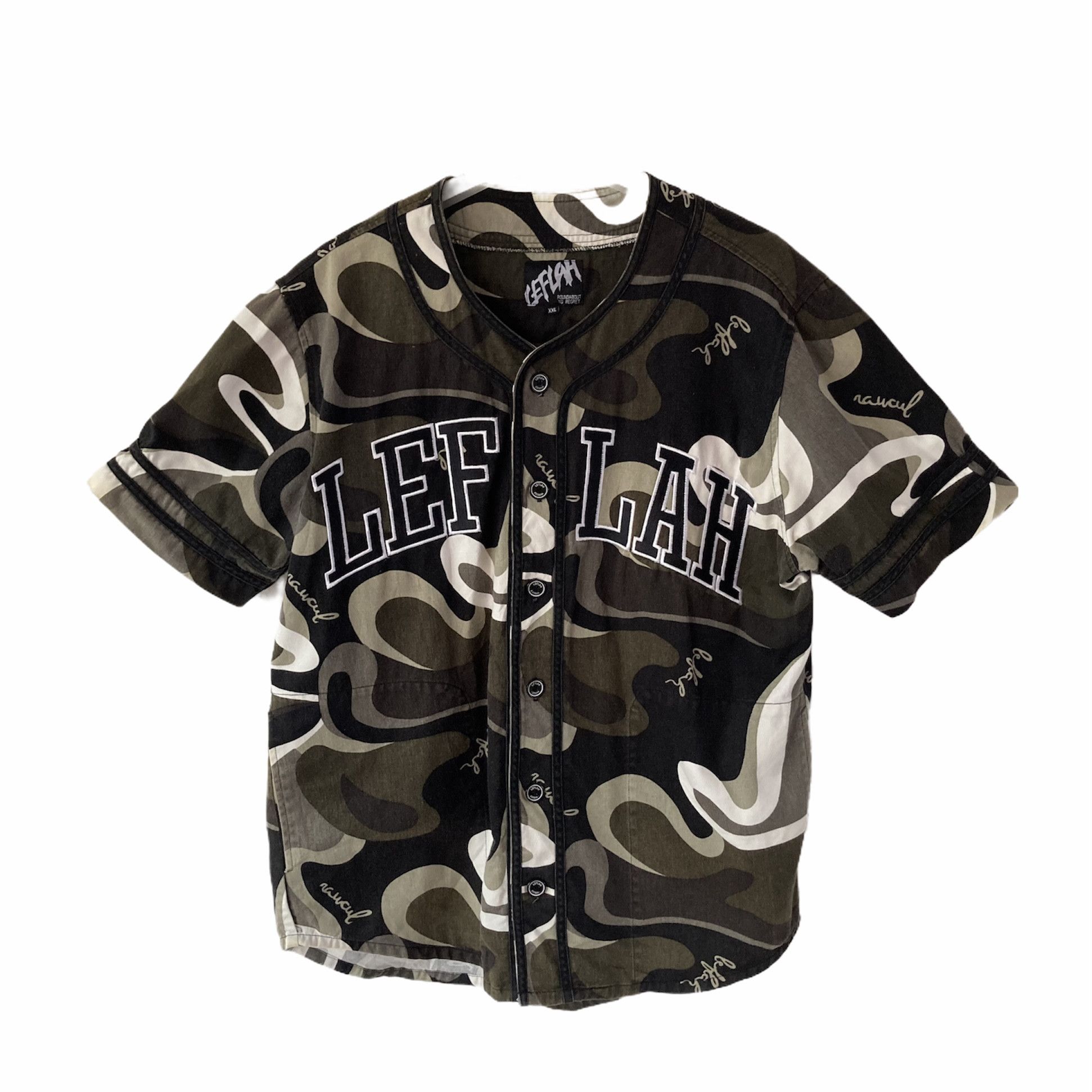 Japanese Brand 🔥LASTPRICE🔥Japanese Leflah ROUNDABOUT NO REGRET Camo Shirt Size US XXL / EU 58 / 5 - 1 Thumbnail