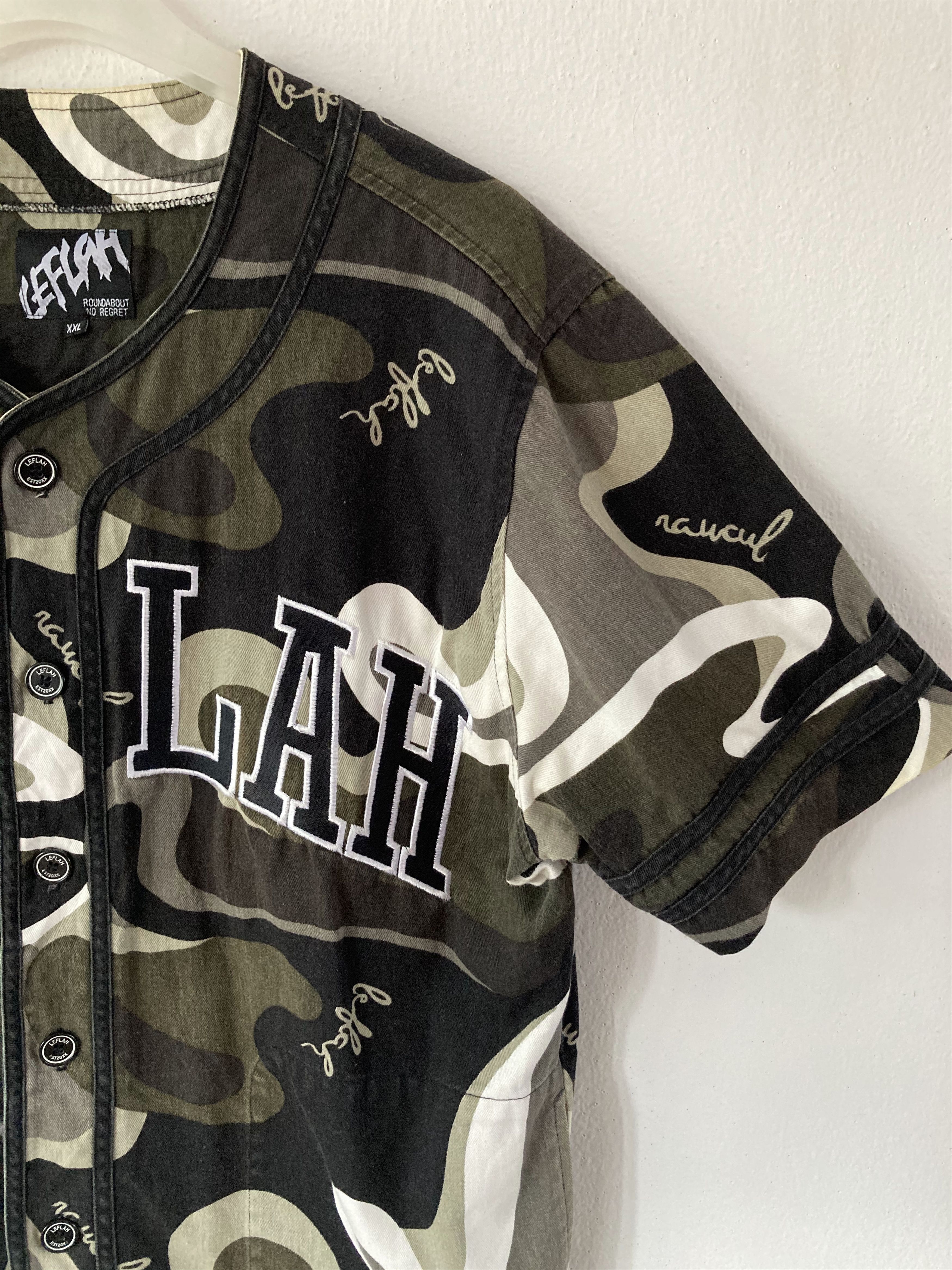 Japanese Brand 🔥LASTPRICE🔥Japanese Leflah ROUNDABOUT NO REGRET Camo Shirt Size US XXL / EU 58 / 5 - 5 Thumbnail