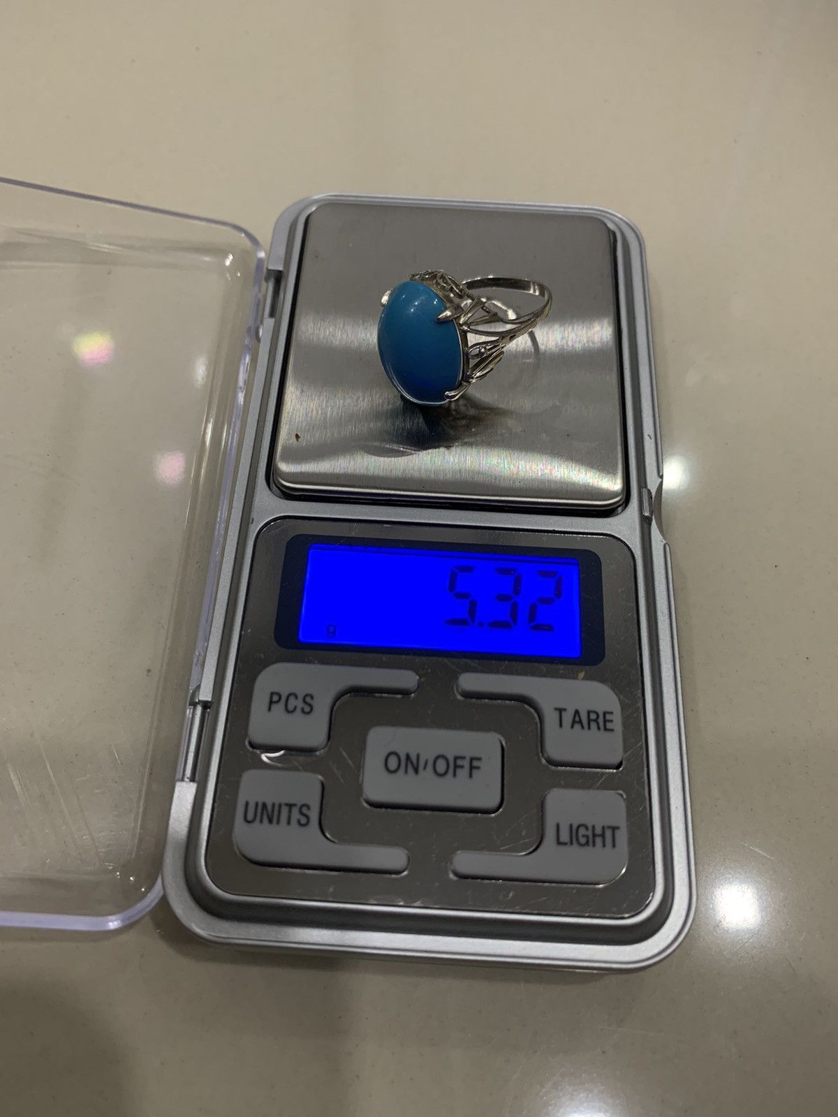 Jewelry NATURAL SLEEPING BEAUTY TURQUOISE in 585 14k WHITE GOLD RING Size ONE SIZE - 8 Thumbnail