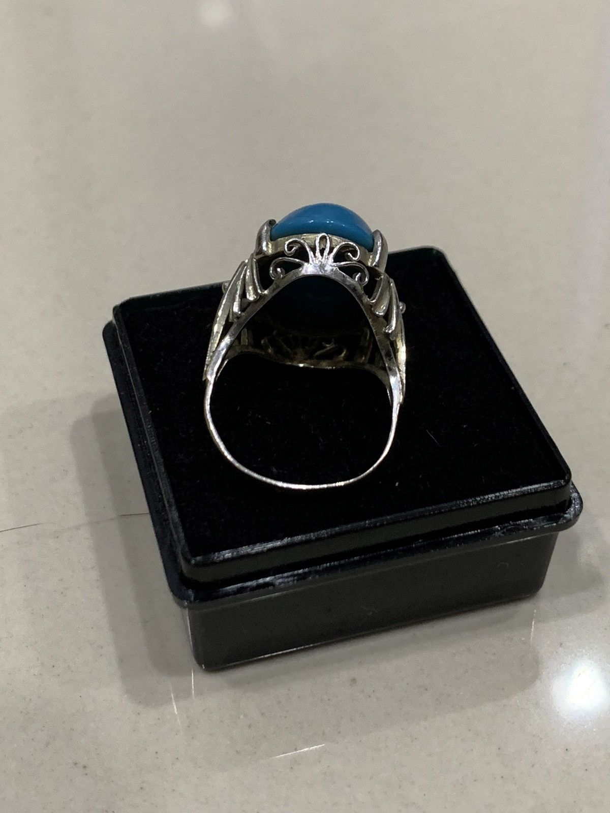 Jewelry NATURAL SLEEPING BEAUTY TURQUOISE in 585 14k WHITE GOLD RING Size ONE SIZE - 5 Thumbnail