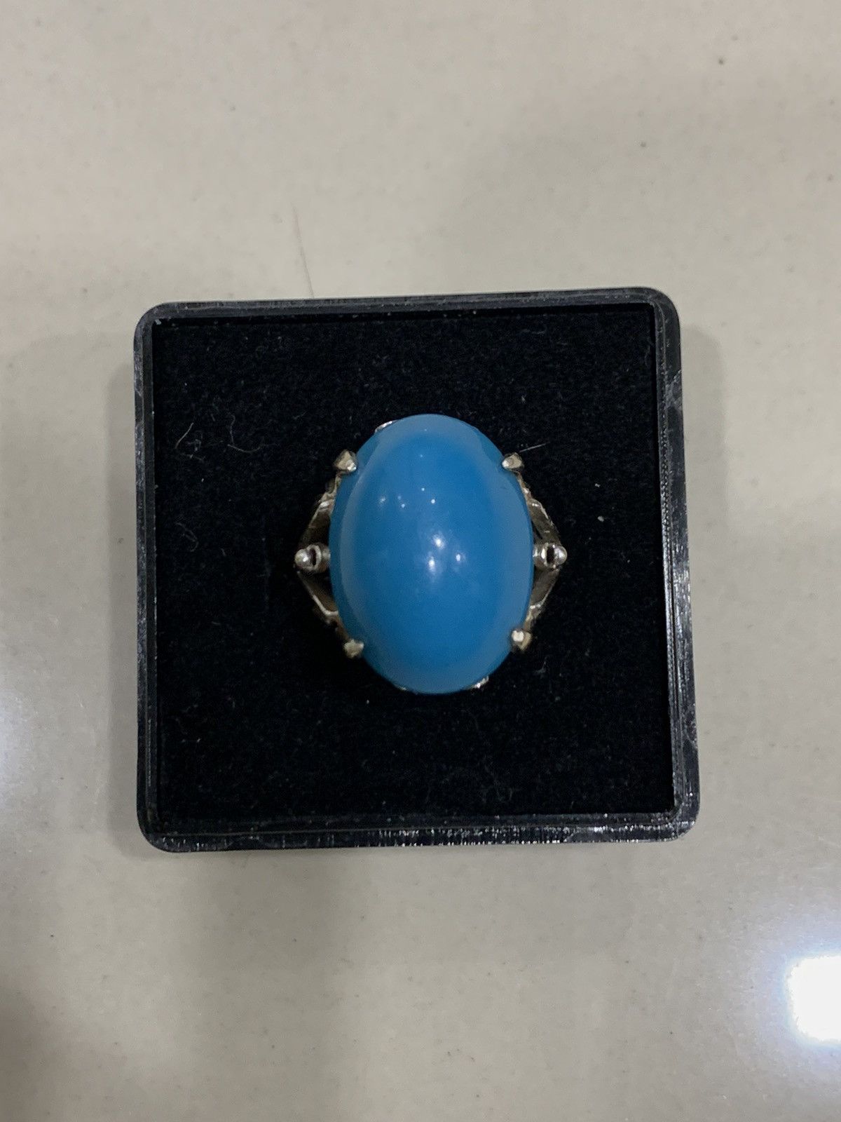 Jewelry NATURAL SLEEPING BEAUTY TURQUOISE in 585 14k WHITE GOLD RING Size ONE SIZE - 6 Thumbnail