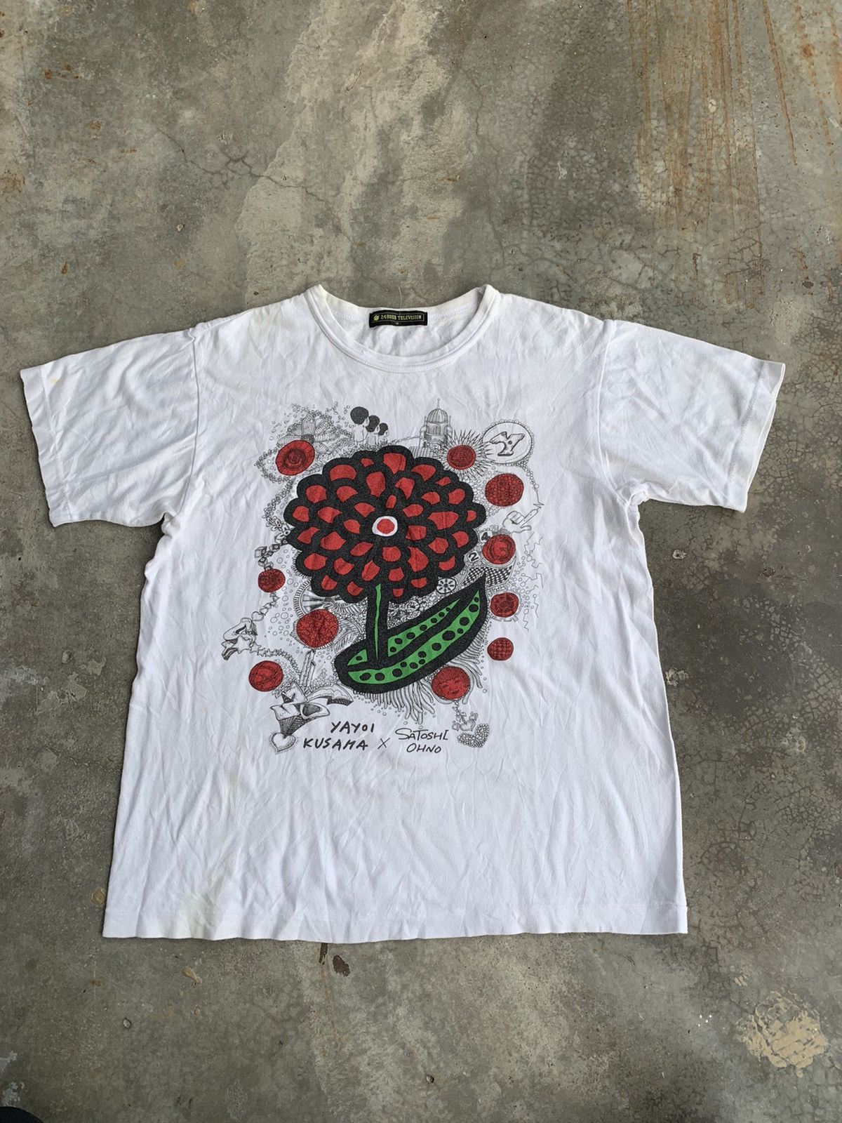 image of Japanese Art Yayoi Kusama Single Stich Tshirt in White, Men's (Size Medium)