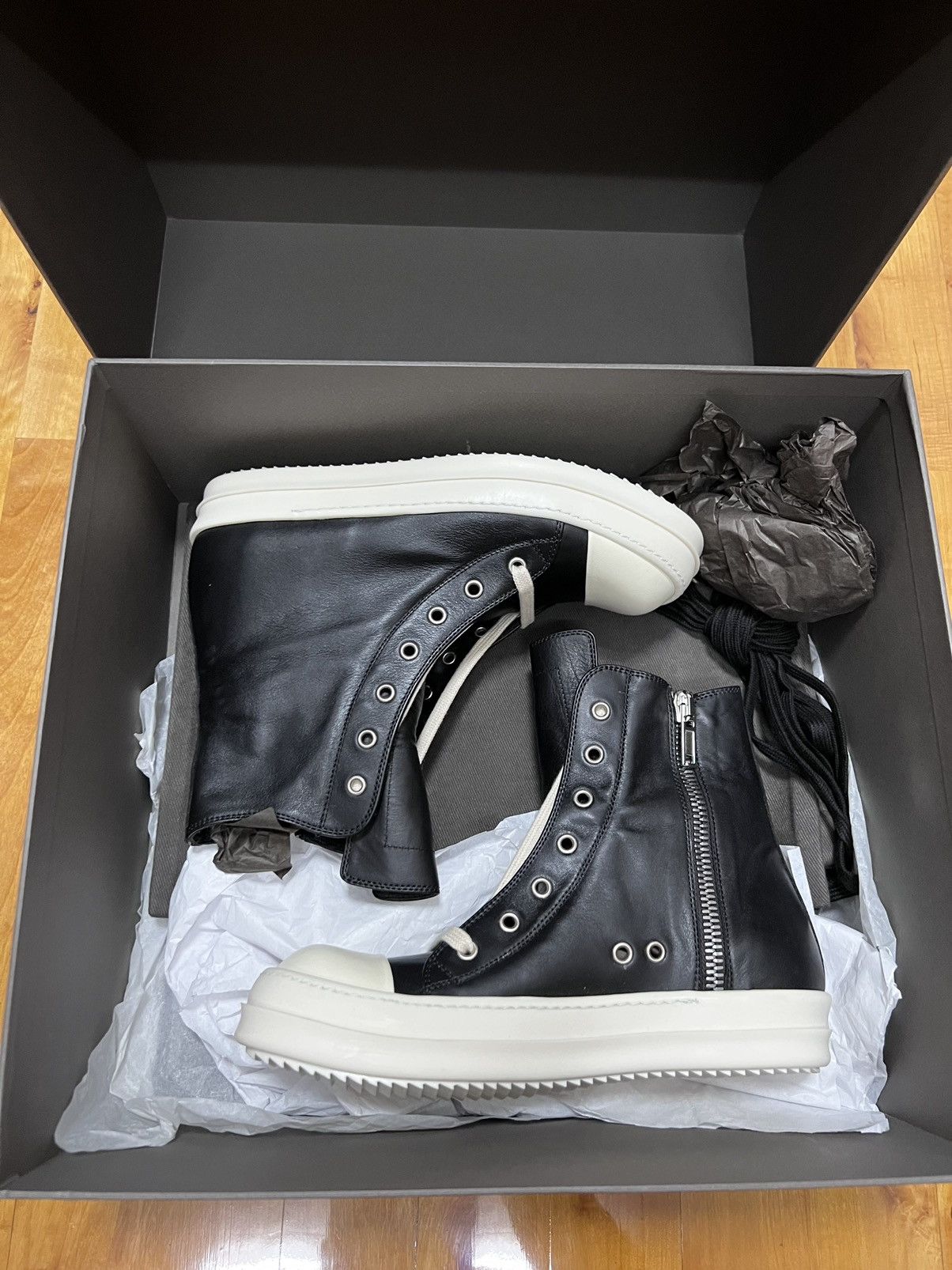 Rick Owens Rick owens mainline leather ramones high top sneakers sz39 Size US 6 / EU 39 - 1 Thumbnail