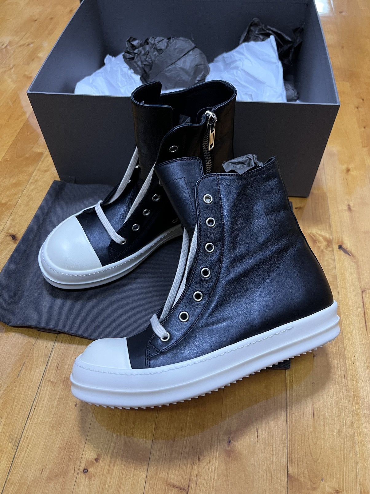 Rick Owens Rick owens mainline leather ramones high top sneakers sz39 Size US 6 / EU 39 - 4 Thumbnail