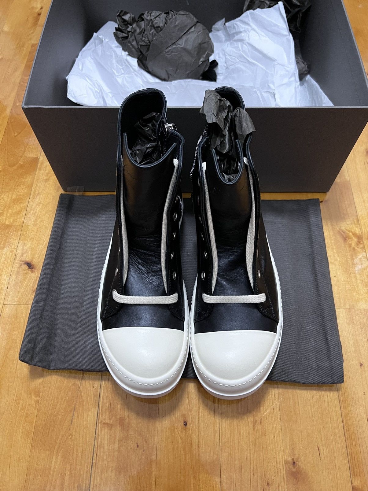 Rick Owens Rick owens mainline leather ramones high top sneakers sz39 Size US 6 / EU 39 - 2 Thumbnail