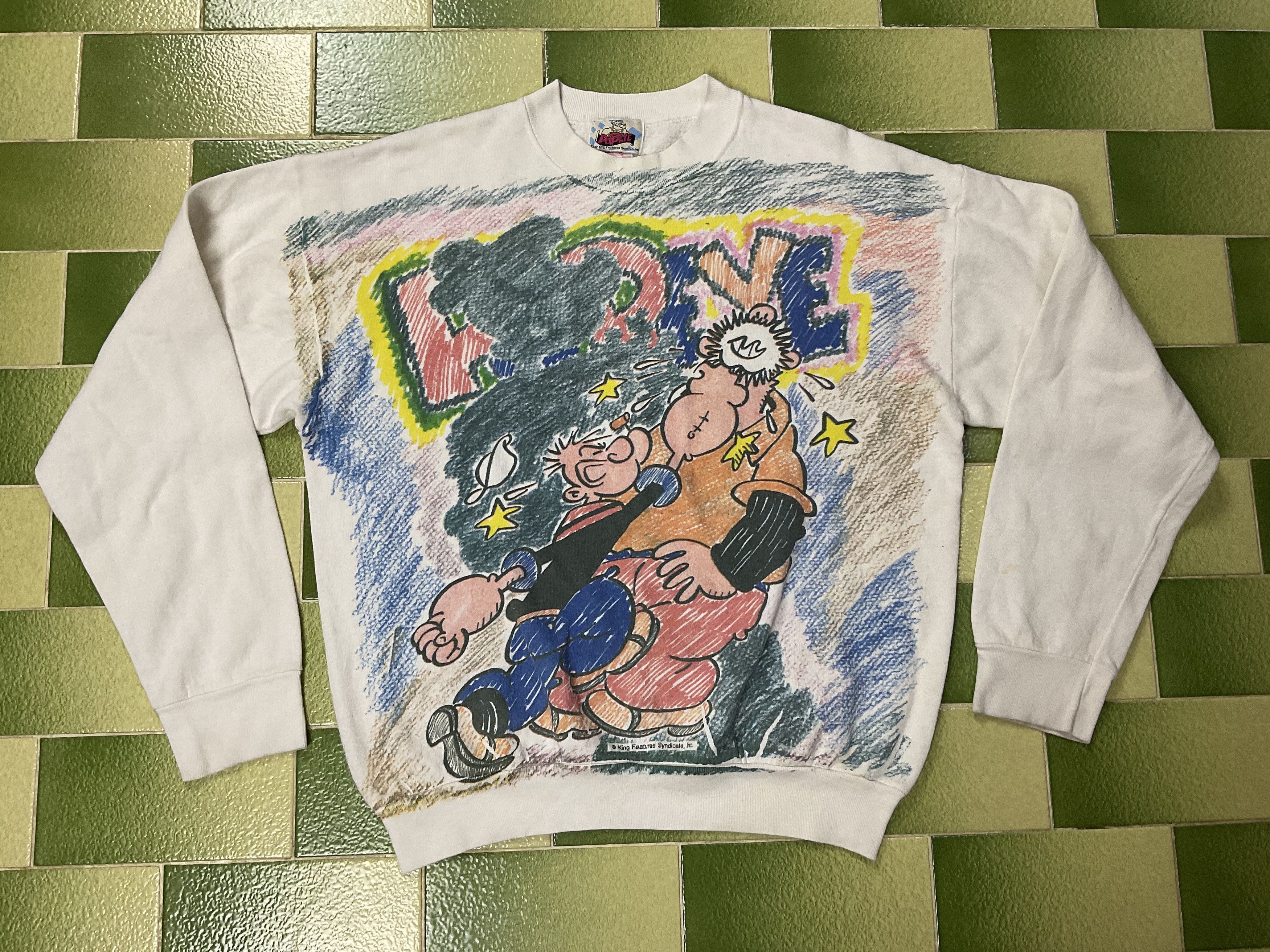 Cartoon Network Vintage 90s Popeye Punch Bluto All Over Print Sweatshirt Size US L / EU 52-54 / 3 - 1 Thumbnail