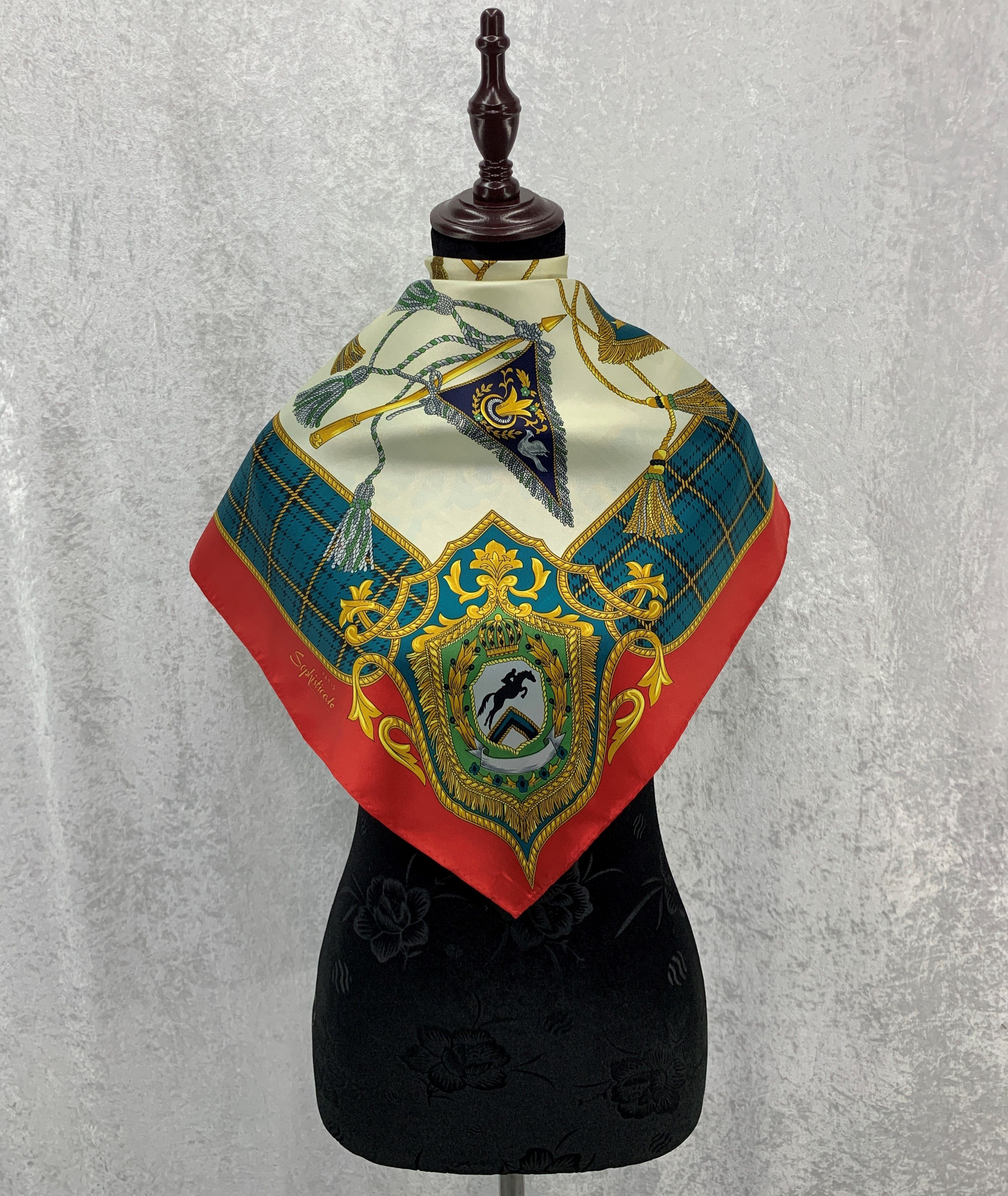 Vintage Sophisticato Silk Scarf/Square Scarf -SCA317