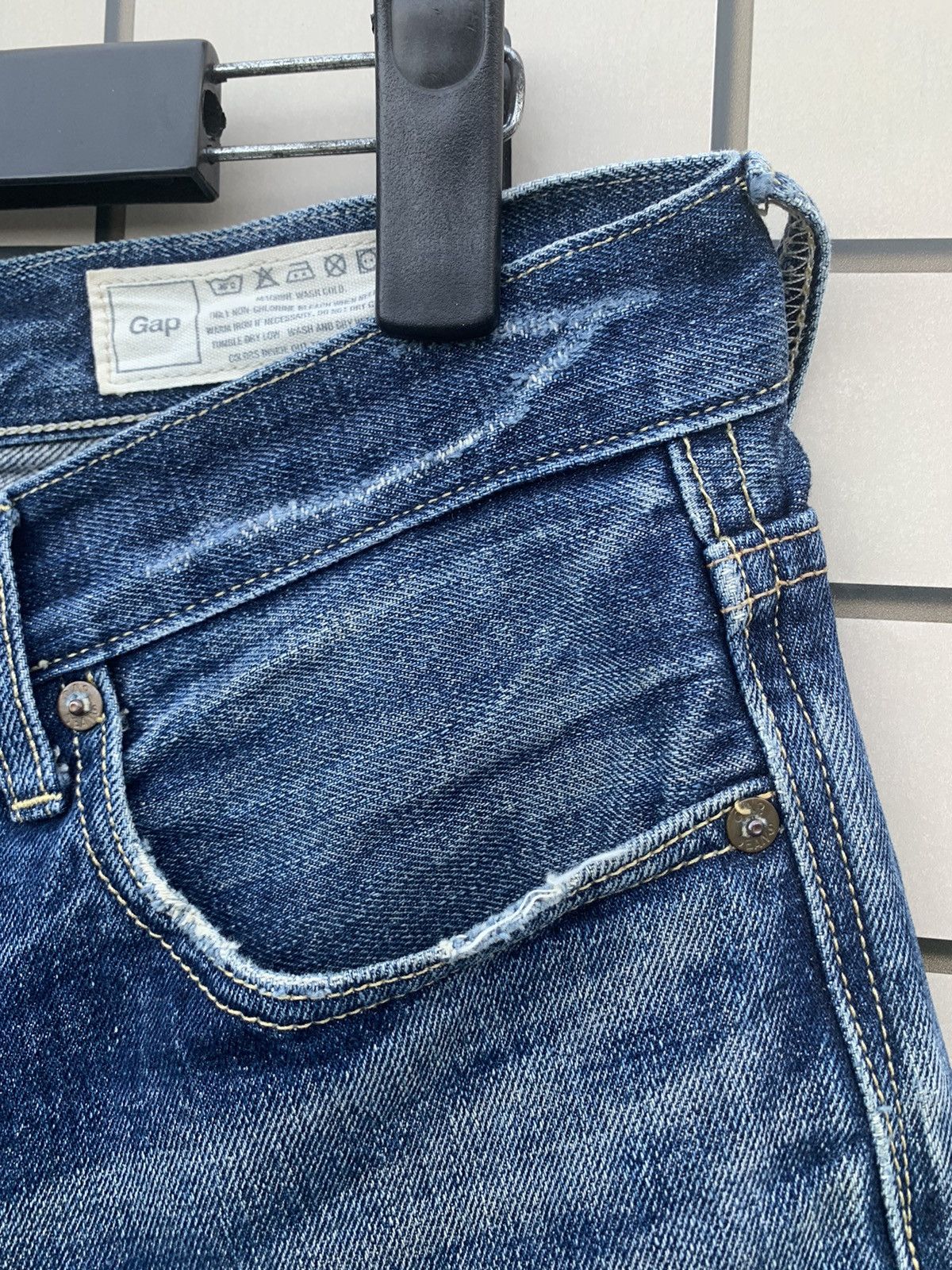 Gap × Vintage Vintage GAP Regular Fit Straighy Distressed Denim Size US 33 - 7 Thumbnail
