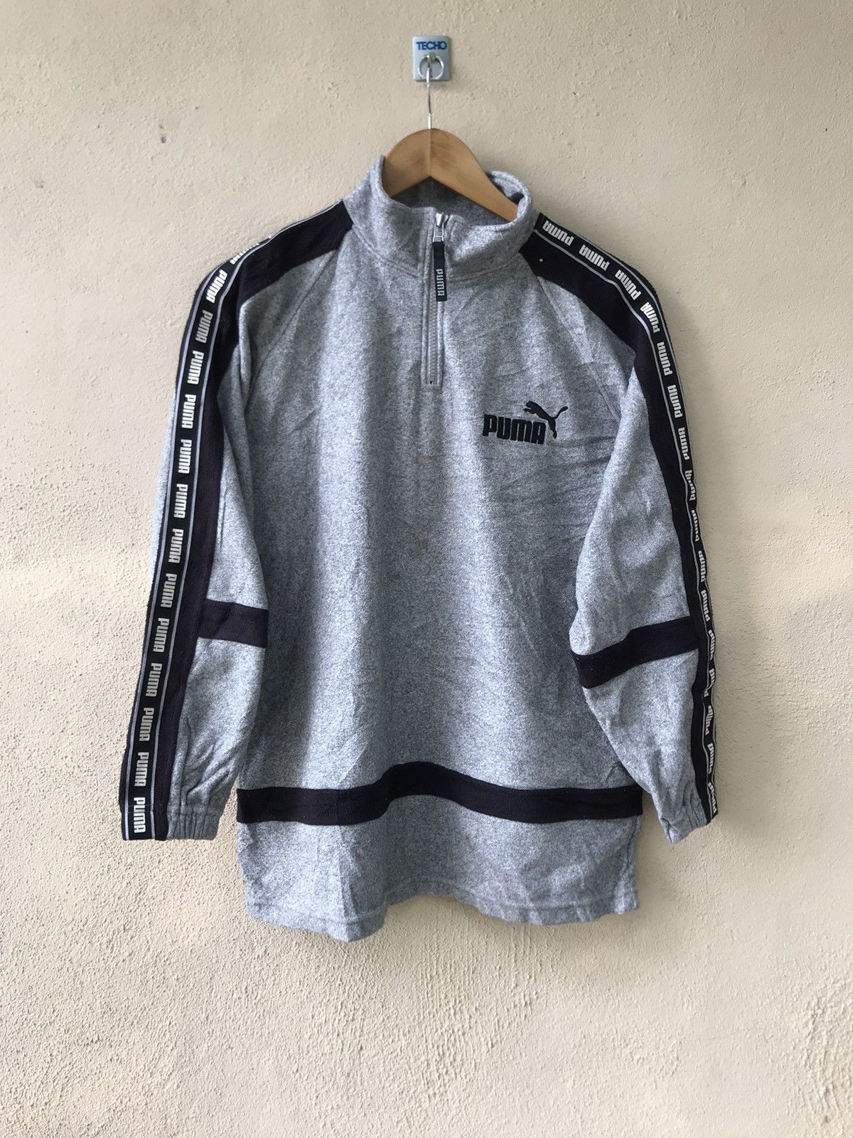 image of 90's Puma Sidetape Half Zip Sweatshirt in Grey, Men's (Size Medium)