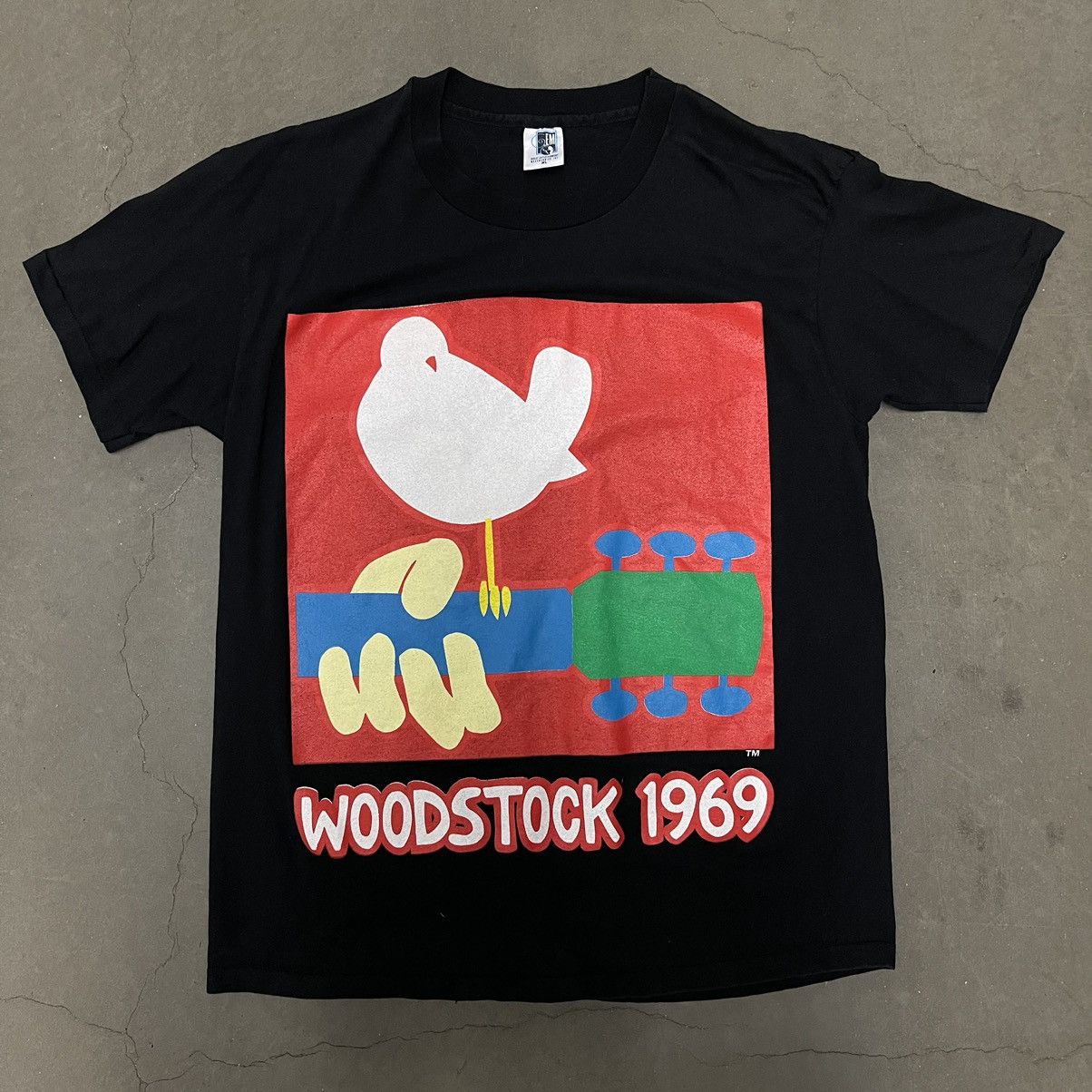 Woodstock band t-shirt, men's size L (approx.) cotton black type Vintage Second Hand