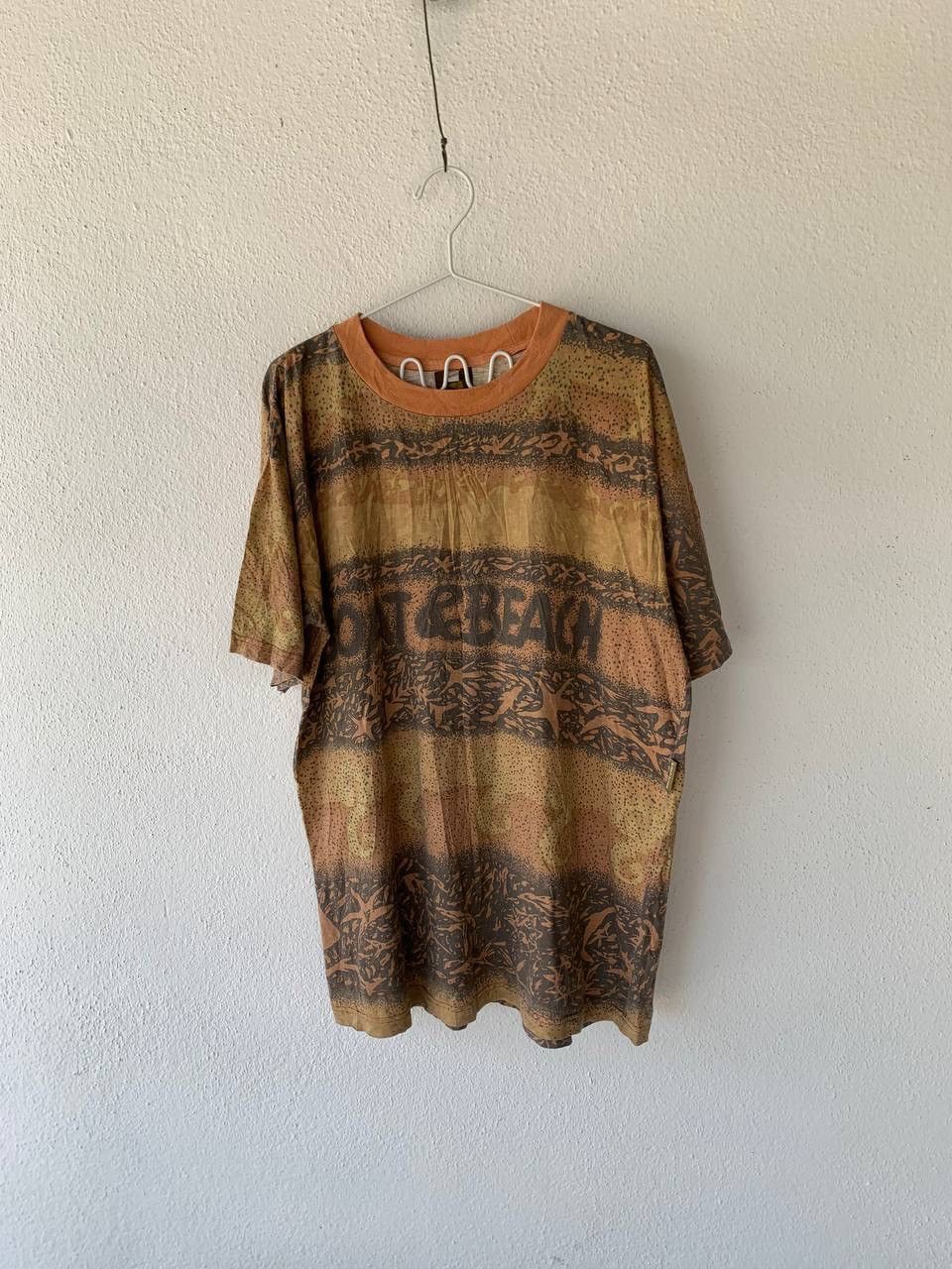 Tshirt Over Print Boat&Beach 90s