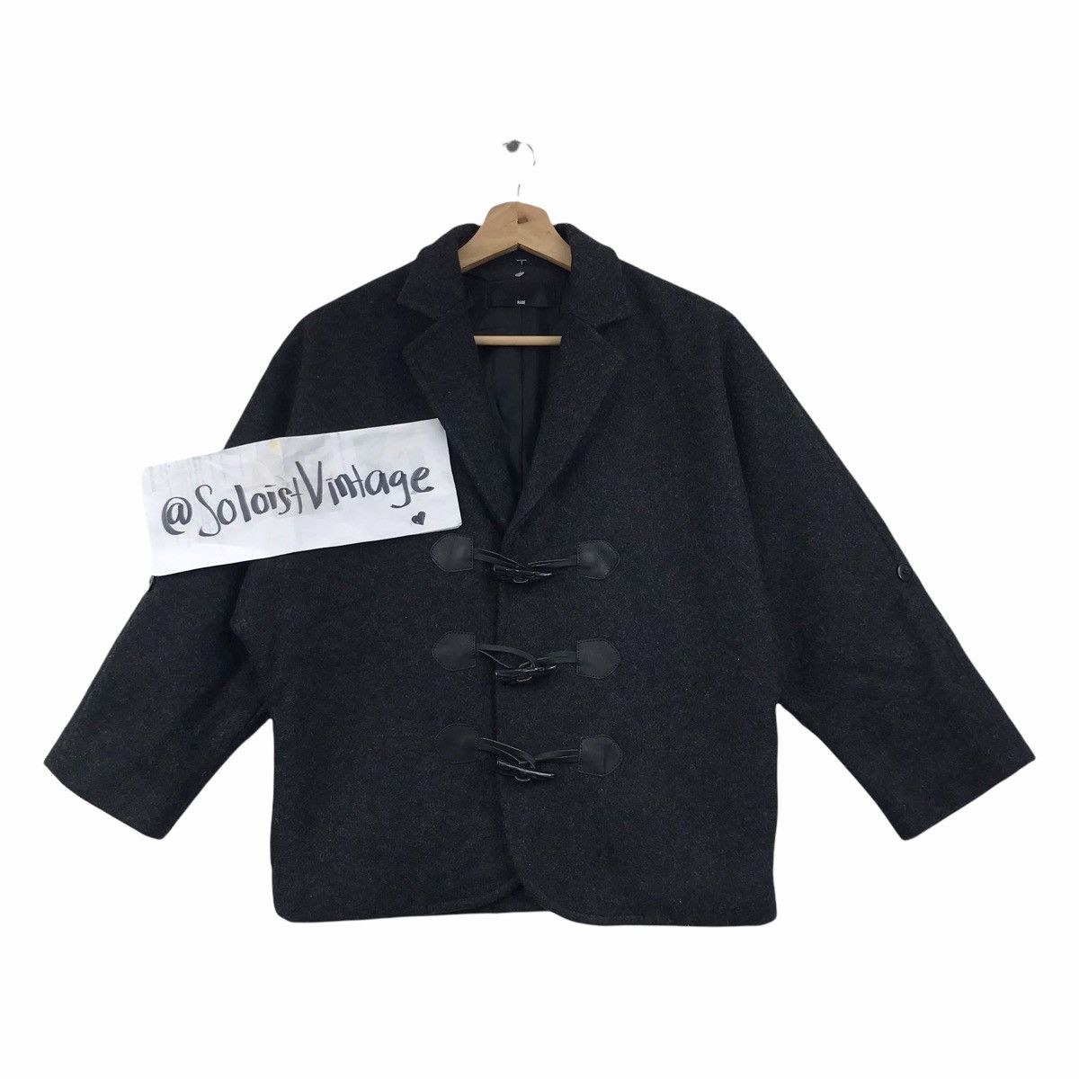 HARE HARE Japanese Brand Black Wool Duffle Coat Jacket Size US S / EU 44-46 / 1 - 1 Thumbnail