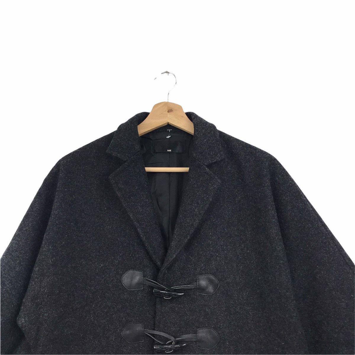 HARE HARE Japanese Brand Black Wool Duffle Coat Jacket Size US S / EU 44-46 / 1 - 2 Thumbnail