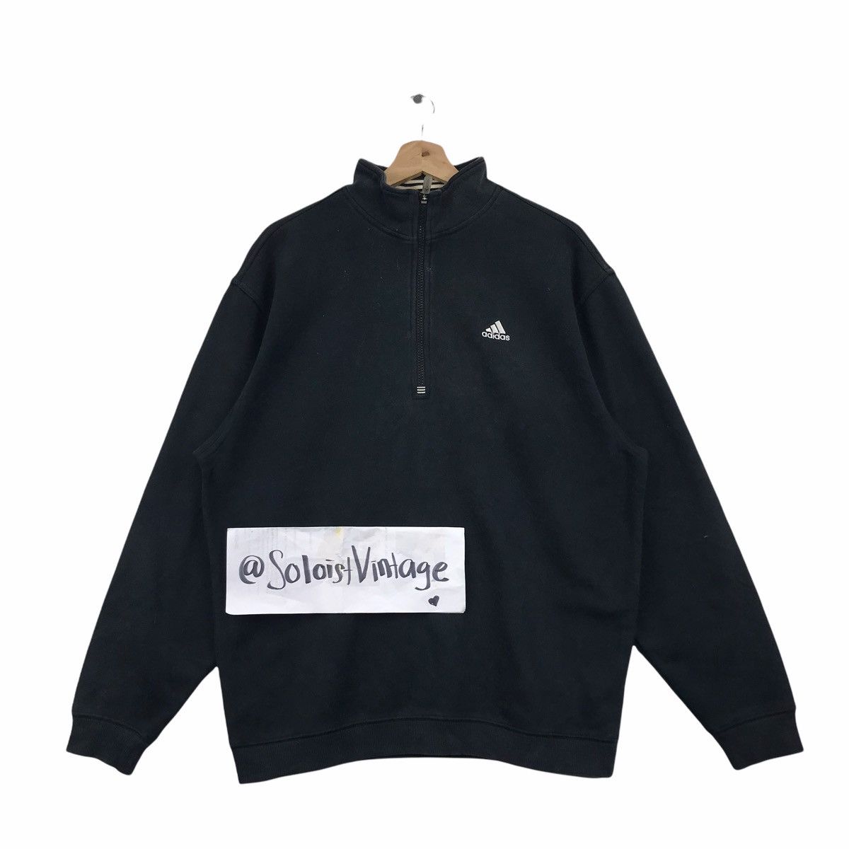 Adidas ADIDAS EQUIPMENT 3 Stripes Half Zipper Black Sweatshirt Size US L / EU 52-54 / 3 - 1 Thumbnail