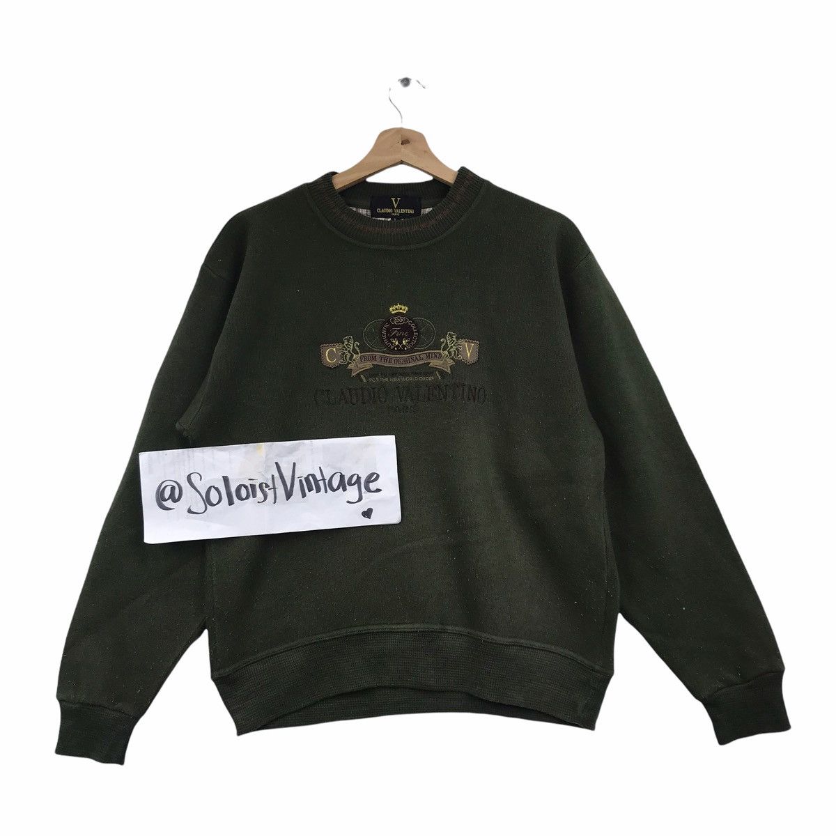 Vintage Vintage CLAUDIO VALENTINO PARIS Embroidered Sweatshirt Size US L / EU 52-54 / 3 - 1 Thumbnail