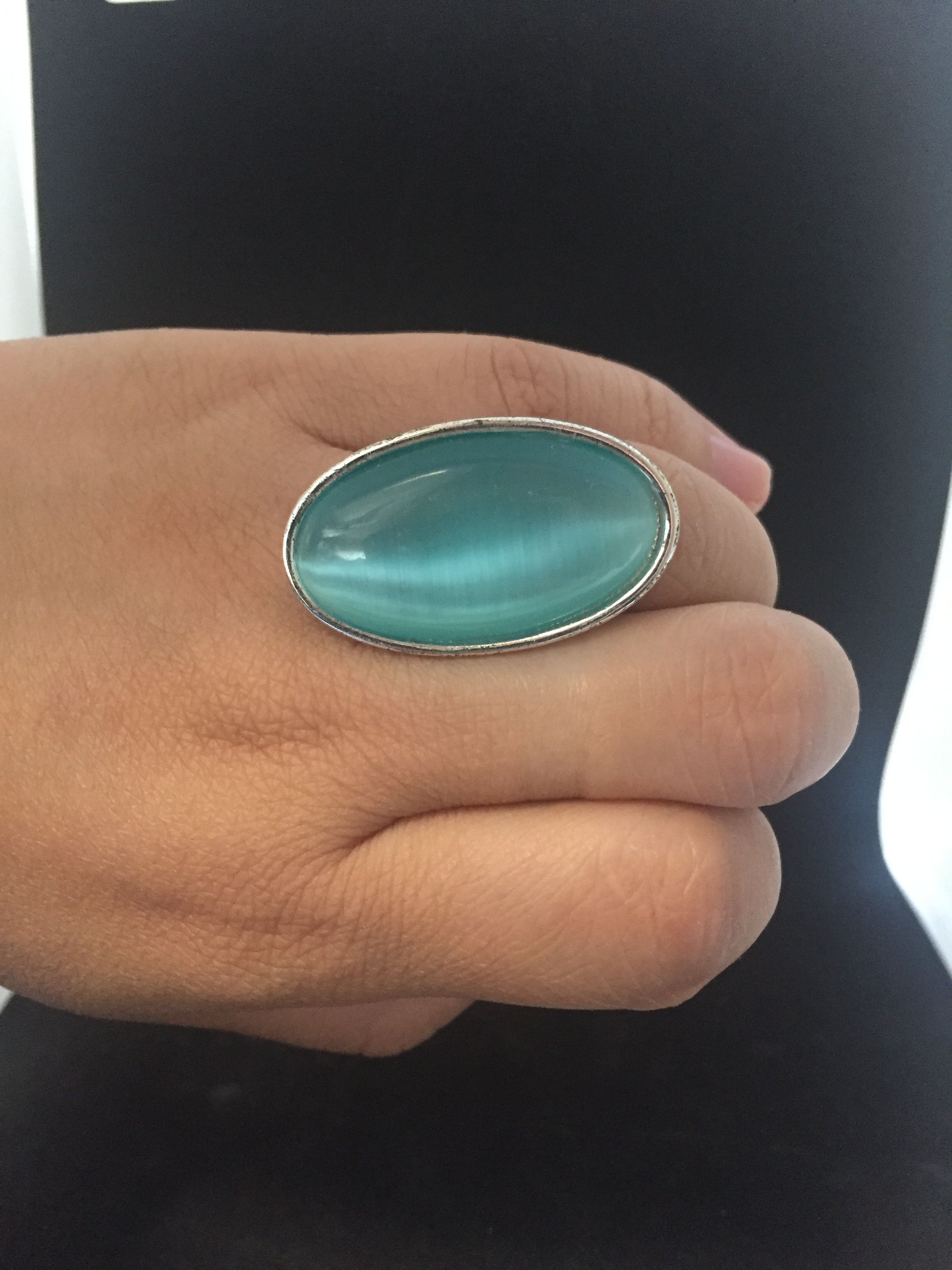Jewelry Teal Oval Crystal Ring - Size 7 Size ONE SIZE - 3 Thumbnail