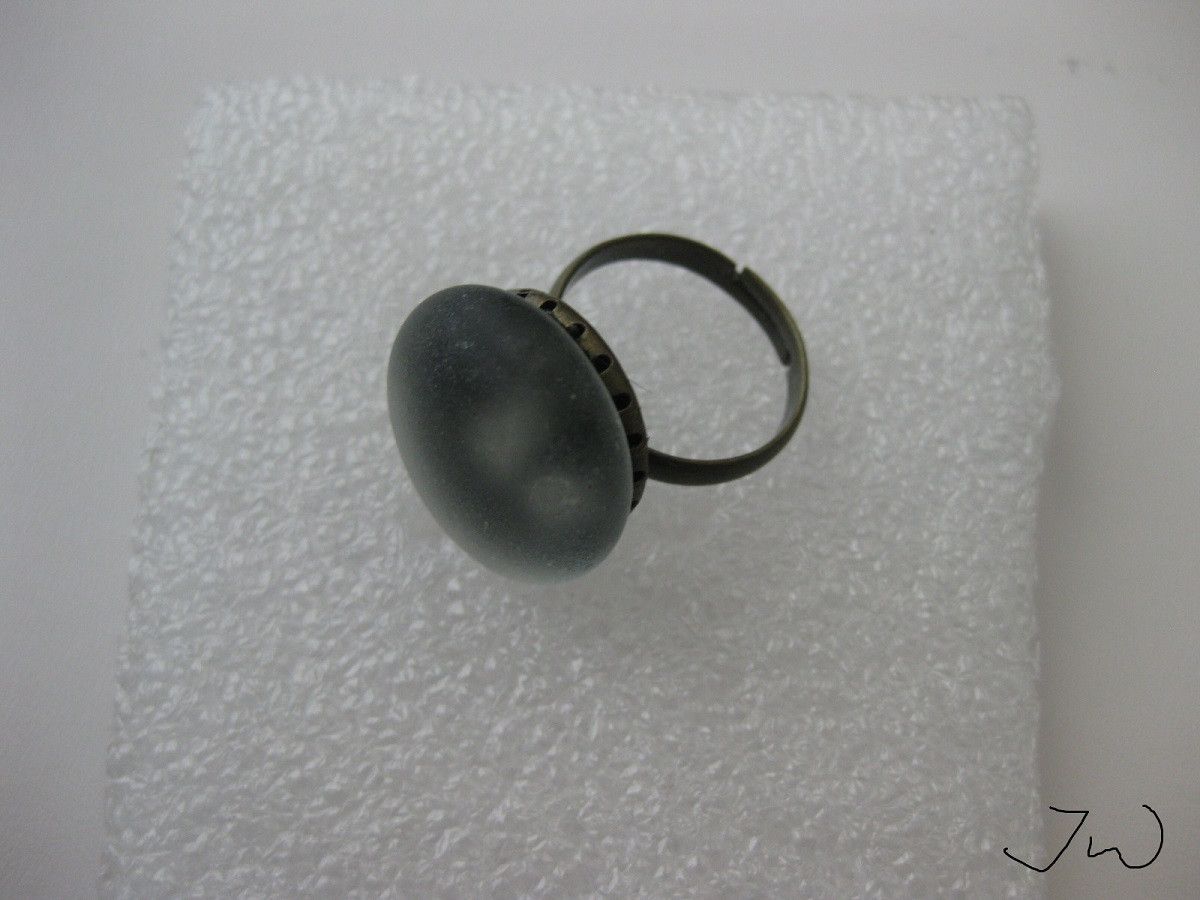 Handmade × Jewelry Black Moon Glass Bronze Ring Size ONE SIZE - 2 Thumbnail