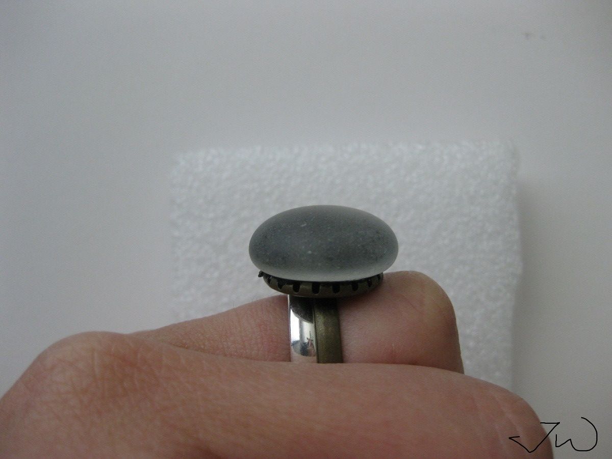 Handmade × Jewelry Black Moon Glass Bronze Ring Size ONE SIZE - 4 Thumbnail