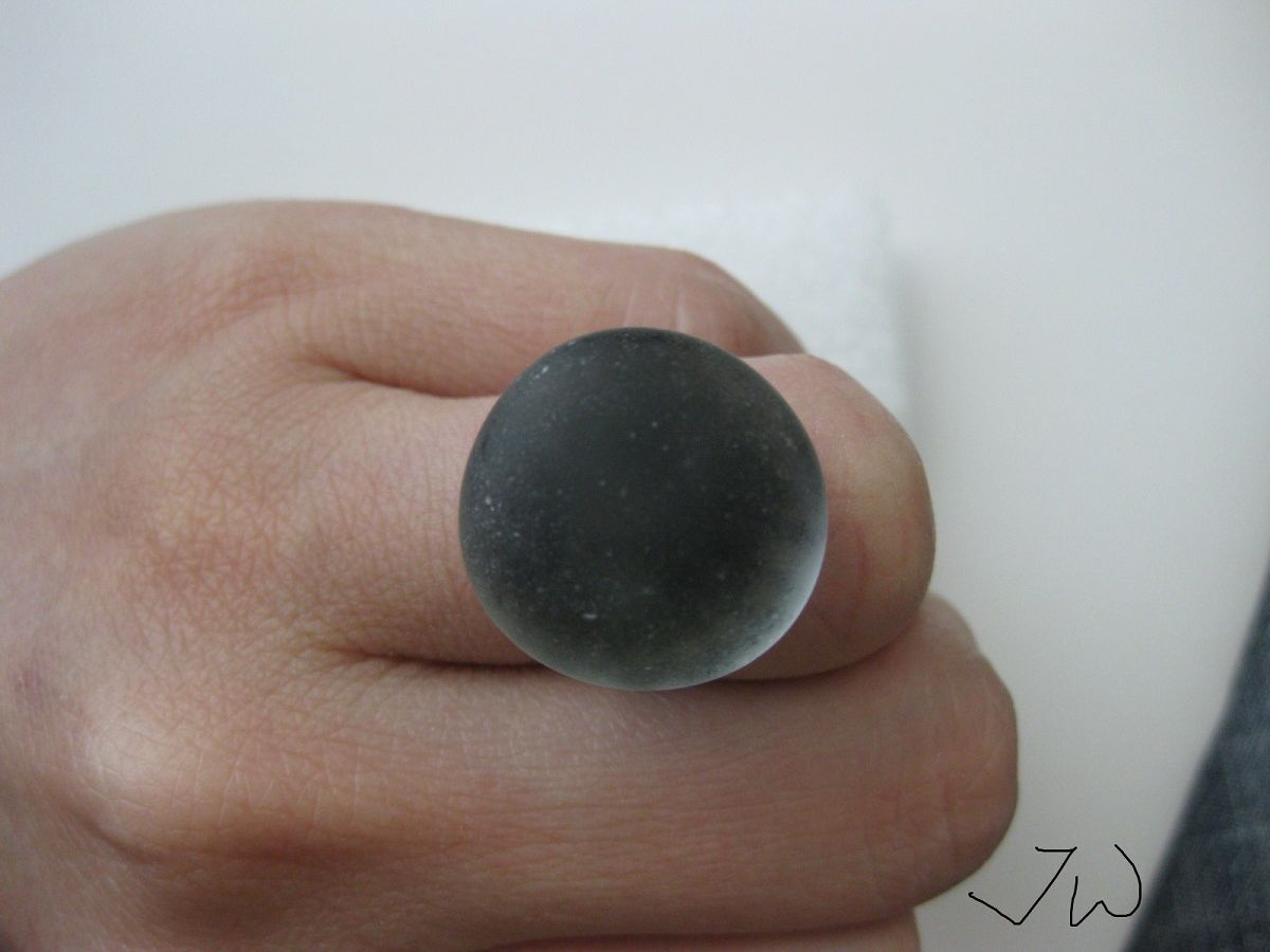 Handmade × Jewelry Black Moon Glass Bronze Ring Size ONE SIZE - 3 Thumbnail