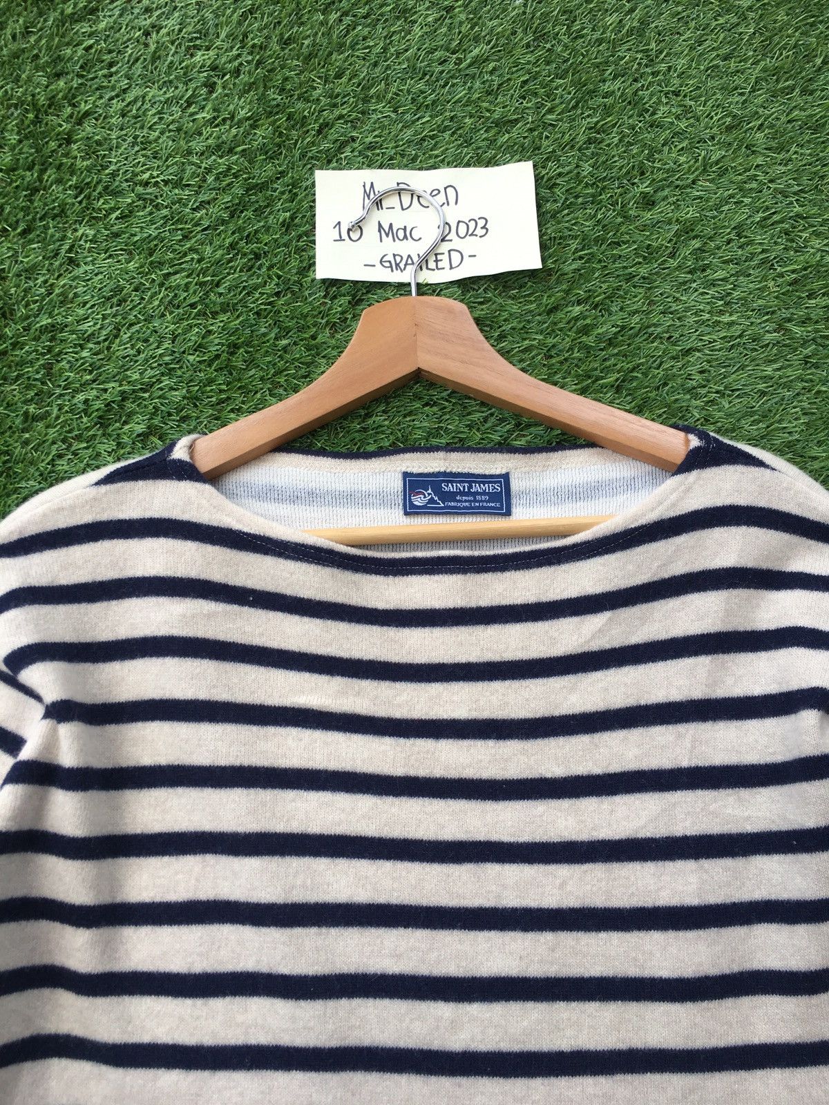 image of Saint James Stripes Sweater in Nude, Men's (Size Medium)